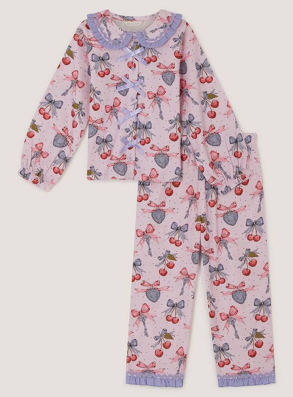 MONSOON Cherry Bow Long Pyjama Set 7-8 years