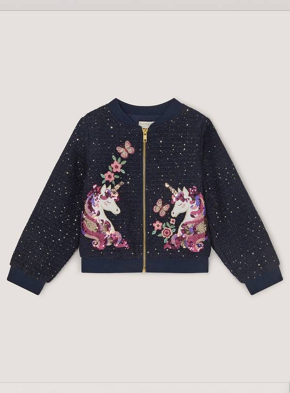 MONSOON Sequin Unicorn Woven Bomber Jacket 9-10 years