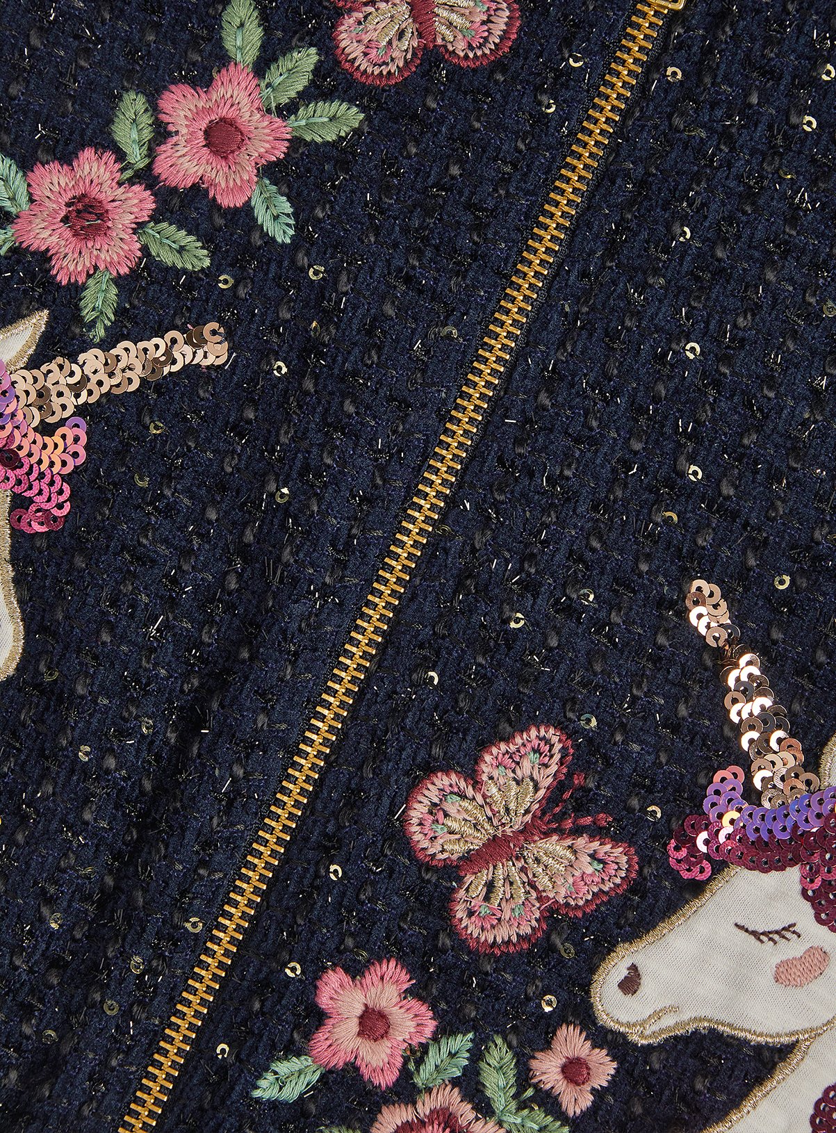 MONSOON Sequin Unicorn Woven Bomber Jacket 12-13 years - Image 3 thumbnail
