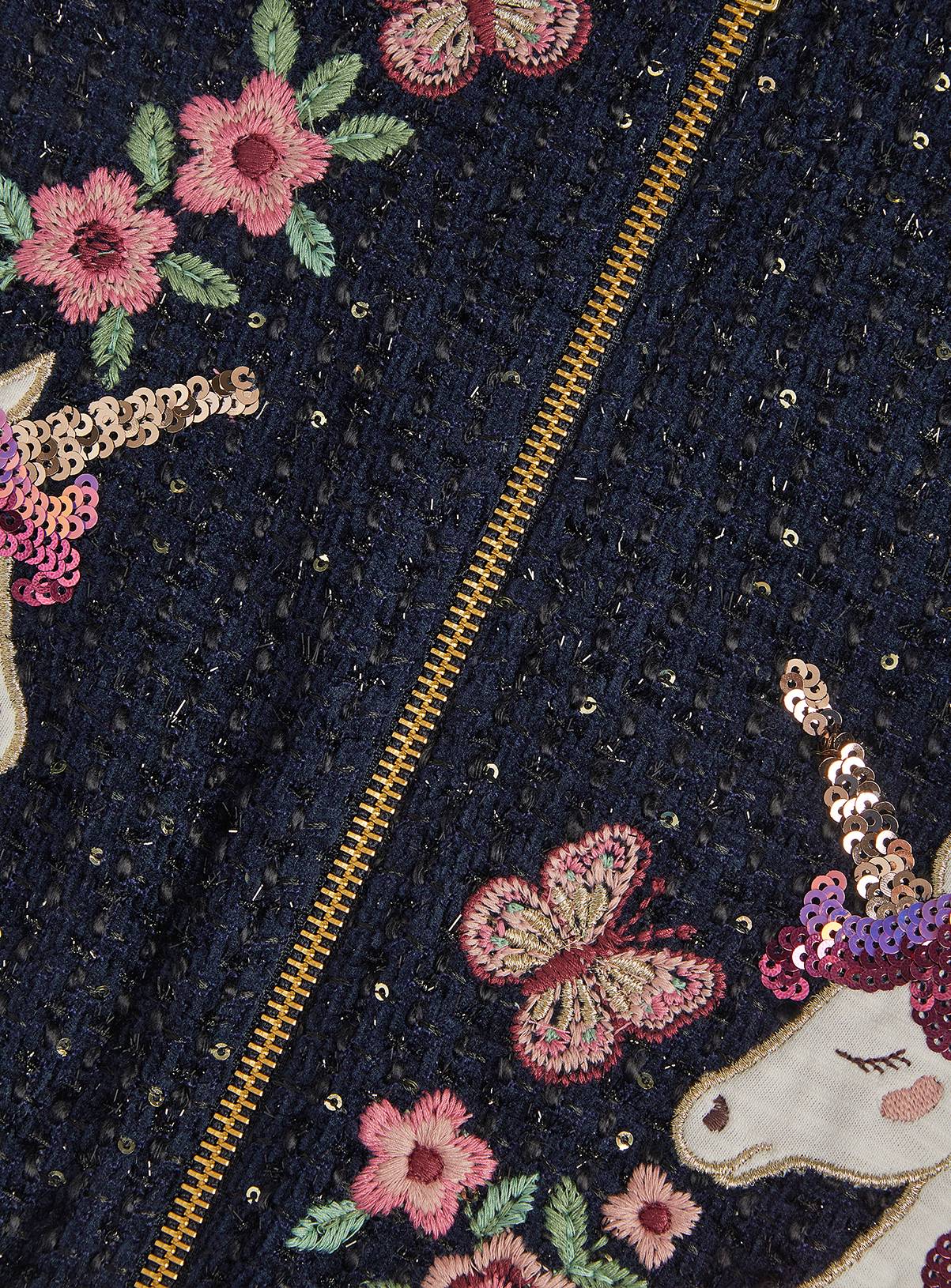 MONSOON Sequin Unicorn Woven Bomber Jacket 12-13 years - Image 3