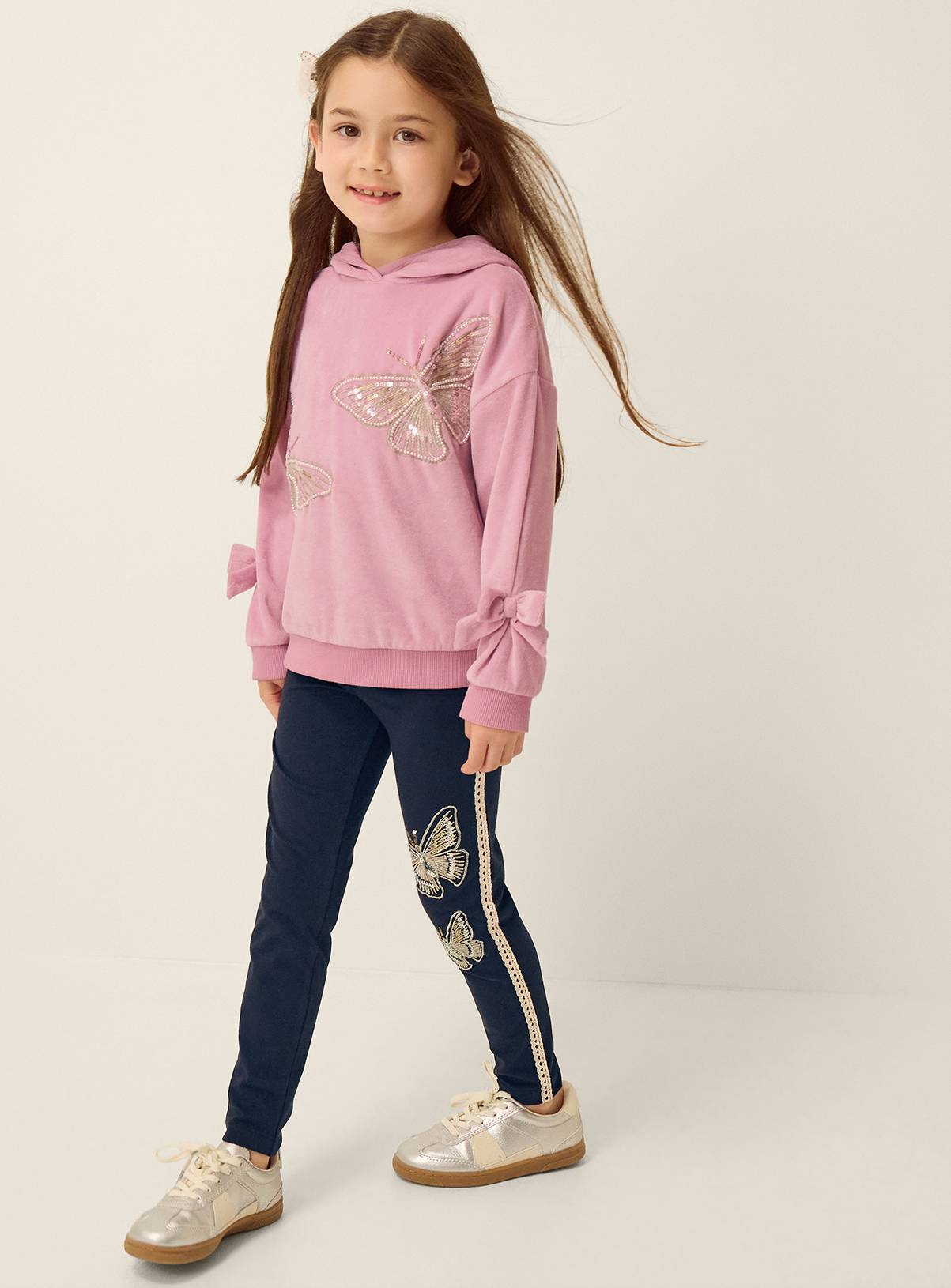 MONSOON Sequin Butterfly Hoodie and Leggings Set 3-4 years - Image 1