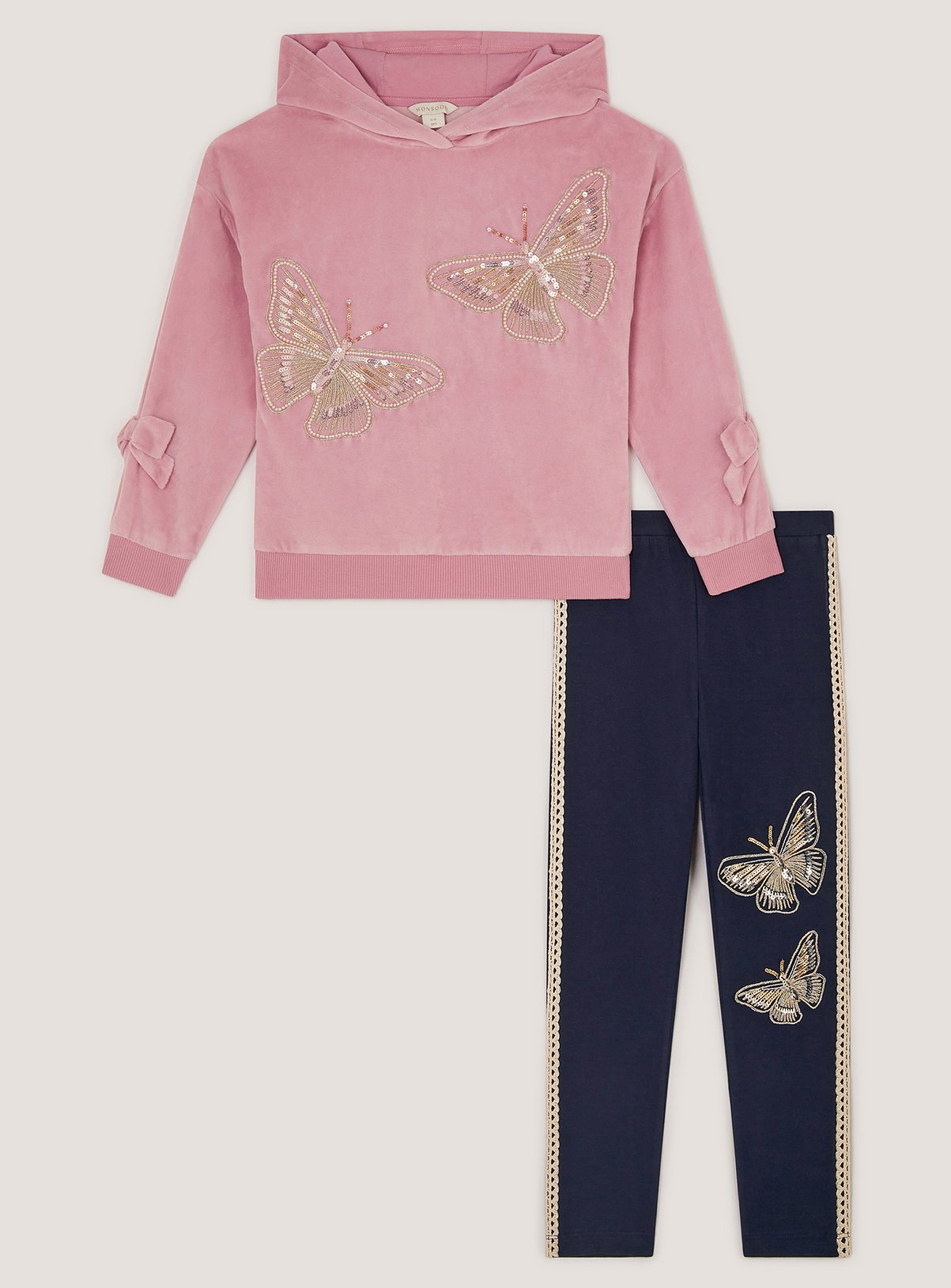 MONSOON Sequin Butterfly Hoodie and Leggings Set 3-4 years - Image 2 thumbnail