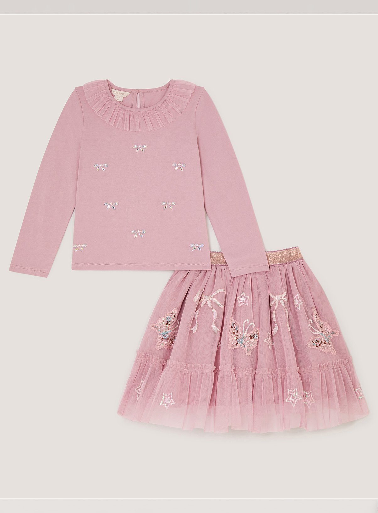 MONSOON Embellished Top and Mesh Skirt Set 12-13 years - Image 2 thumbnail