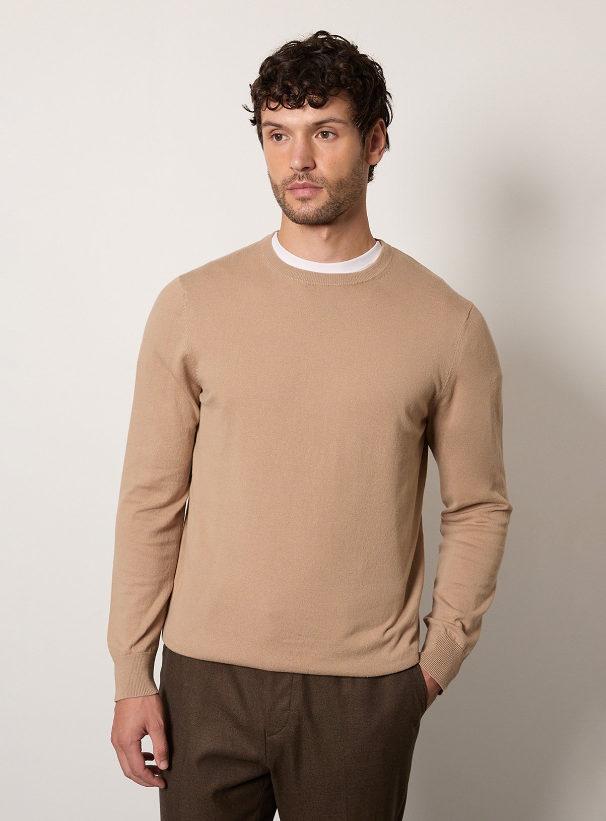 BURTON Oatmeal Cotton Rich Crew Neck Jumper XXL - Image 1 thumbnail