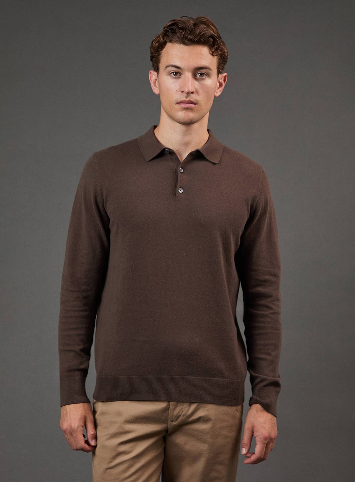BURTON Khaki Cotton Rich Long Sleeve Knitted Polo XL - Image 1