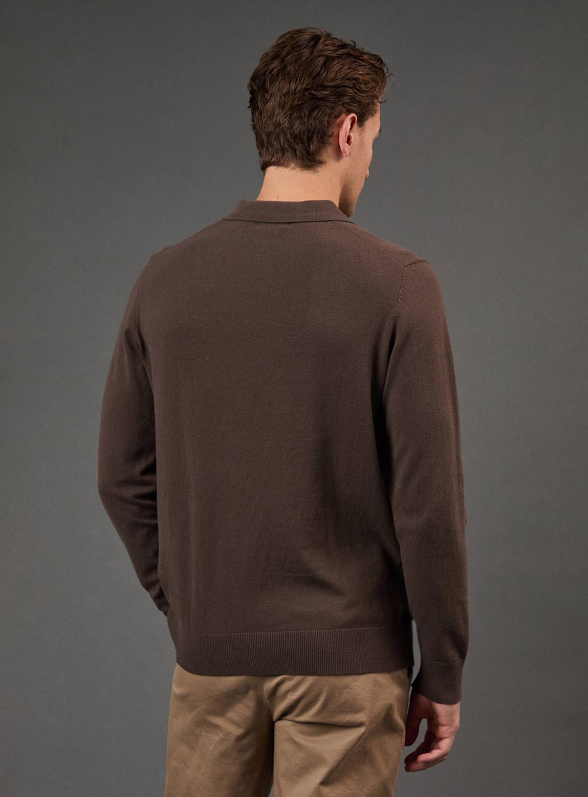 BURTON Khaki Cotton Rich Long Sleeve Knitted Polo XL - Image 3