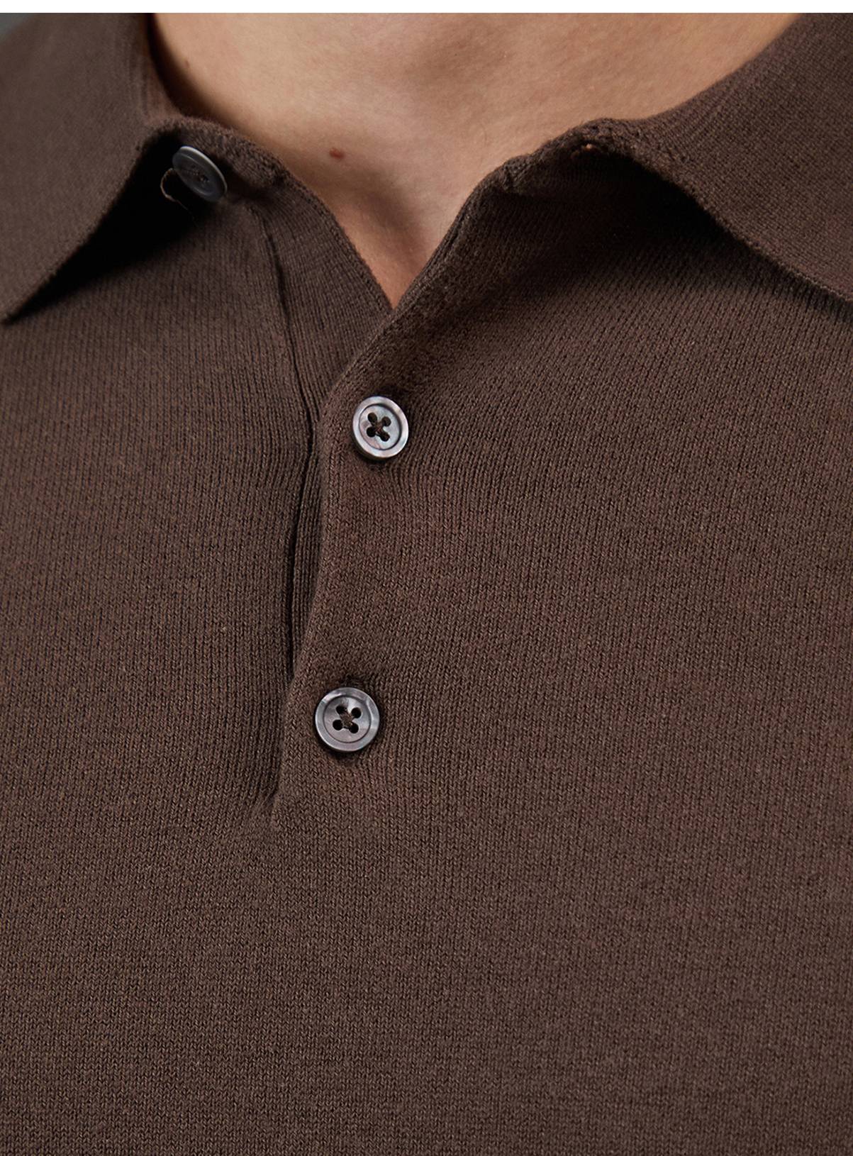 BURTON Khaki Cotton Rich Long Sleeve Knitted Polo XL - Image 5