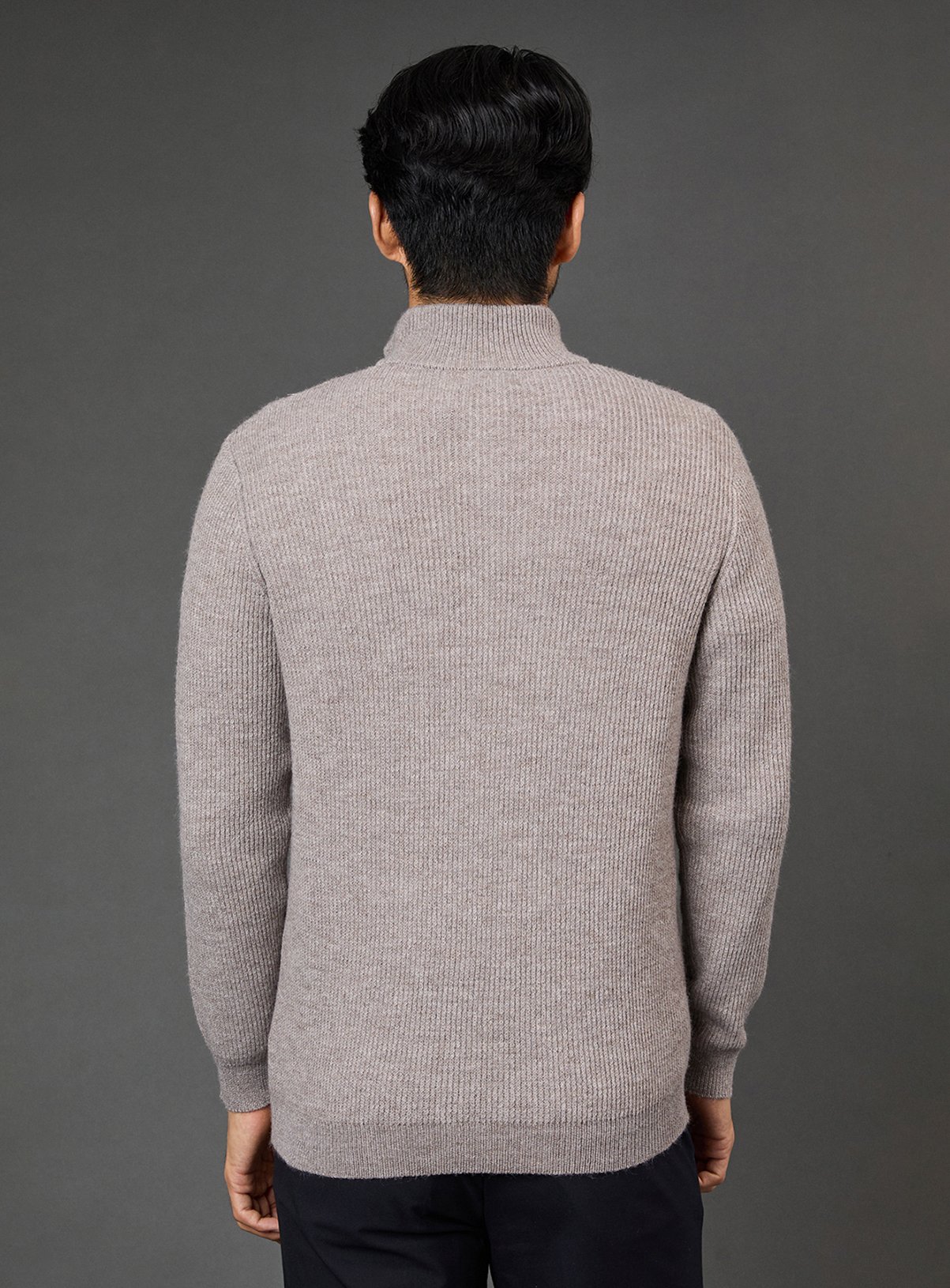 BURTON Oatmeal Soft Ribbed Half Zip Jumper M - Image 3 thumbnail