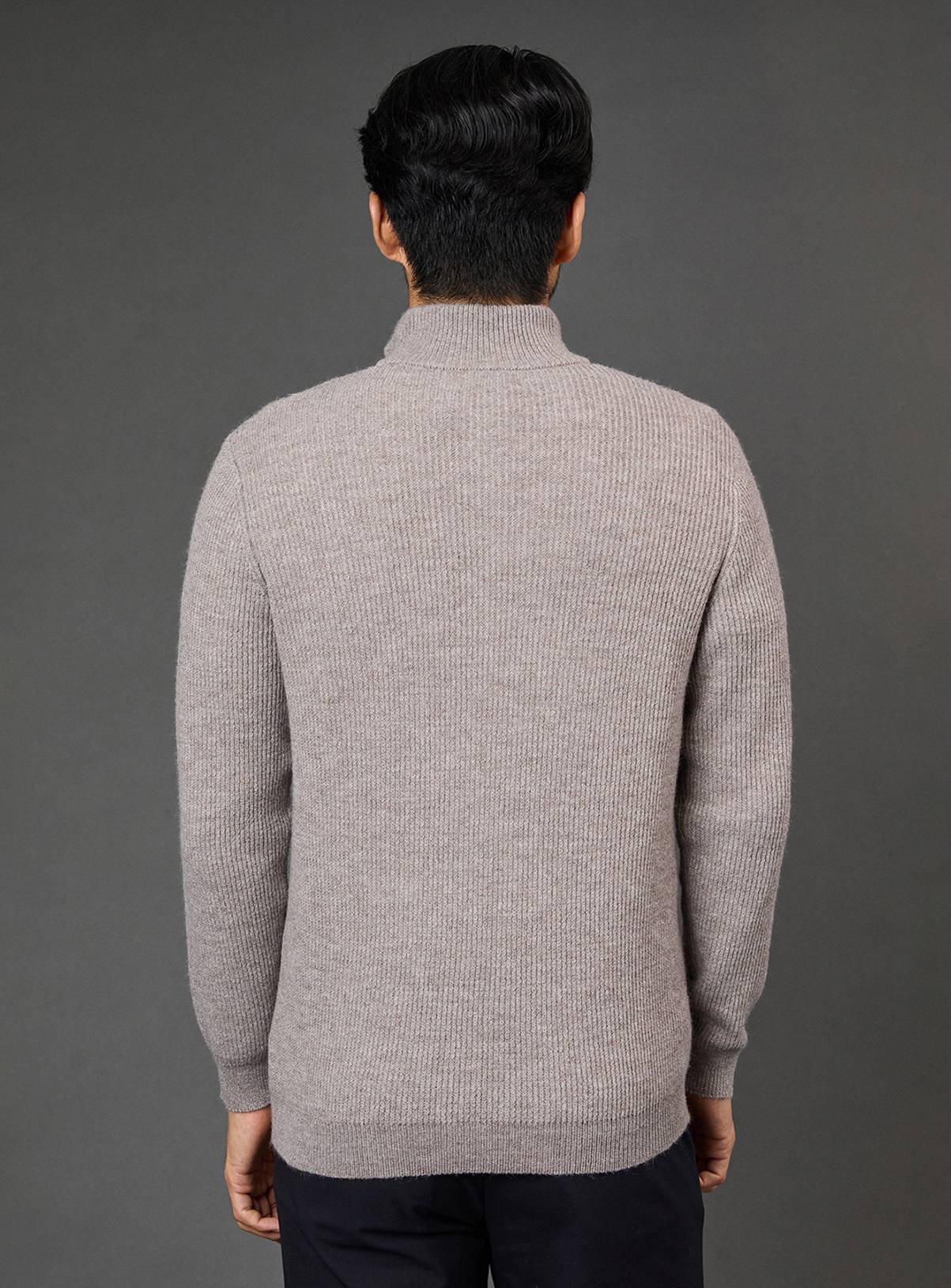 BURTON Oatmeal Soft Ribbed Half Zip Jumper M - Image 3