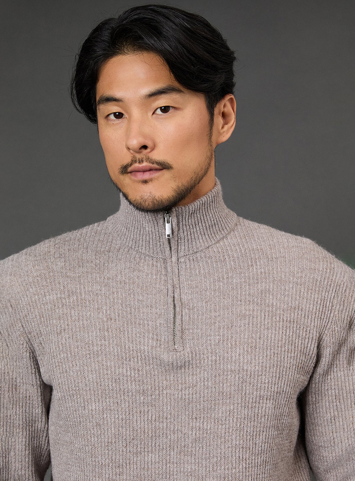 BURTON Oatmeal Soft Ribbed Half Zip Jumper M - Image 4 thumbnail