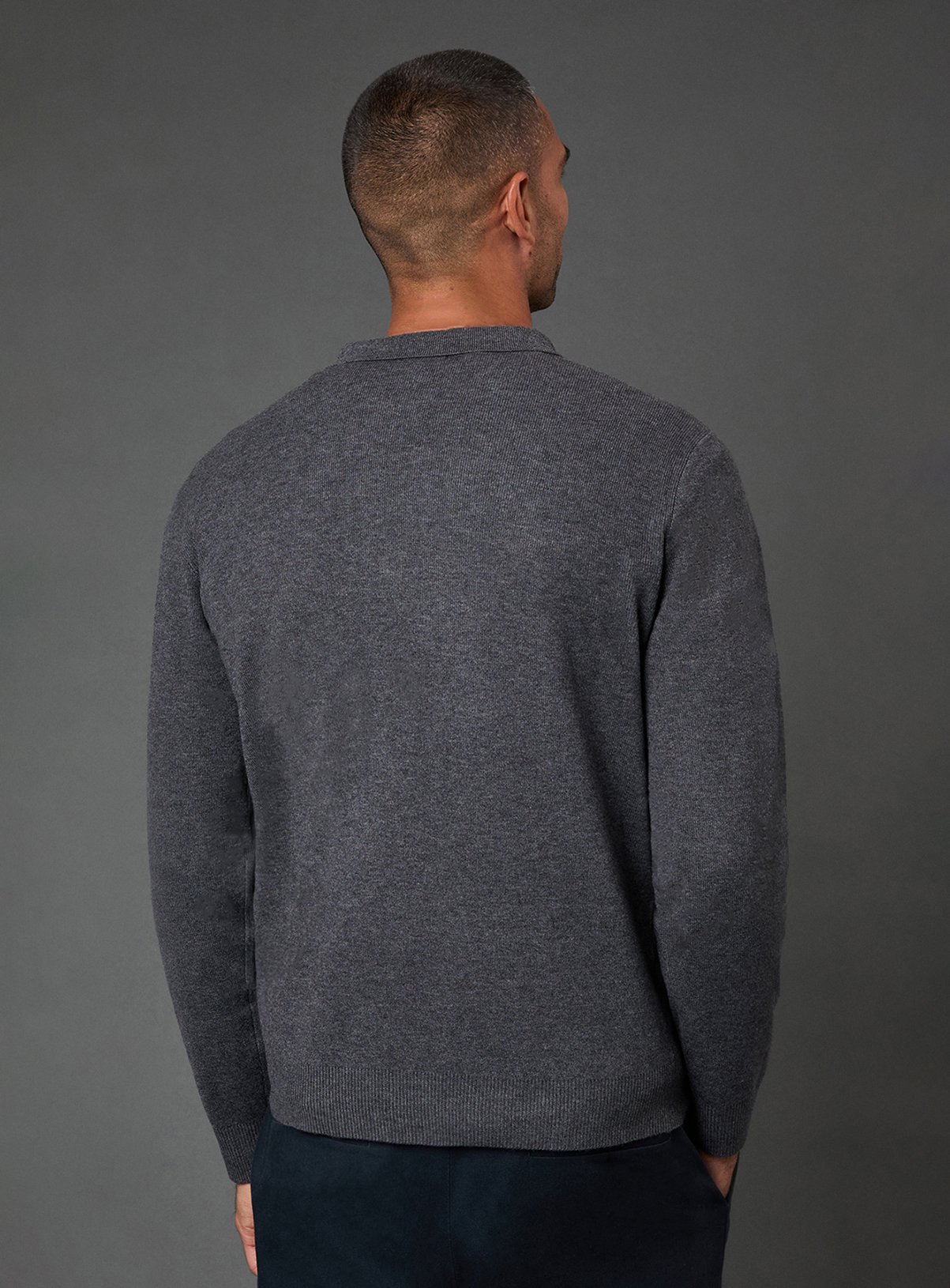 BURTON Charcoal Knitted Long Sleeve Zip Neck Polo Shirt S - Image 4 thumbnail