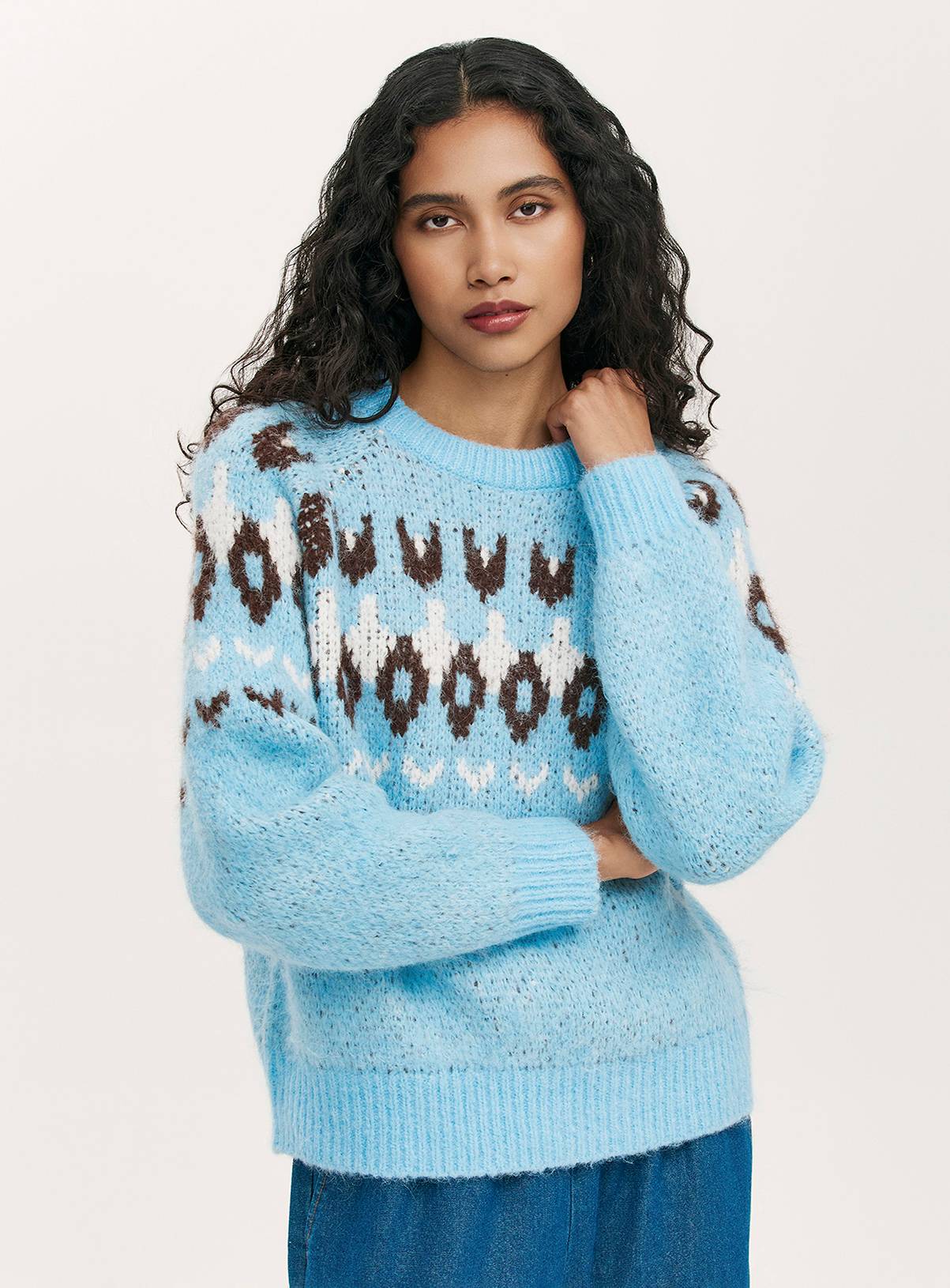 FINERY Belinda Fair Isle Round Neck Knitted Jumper With Wool 14 - Image 1