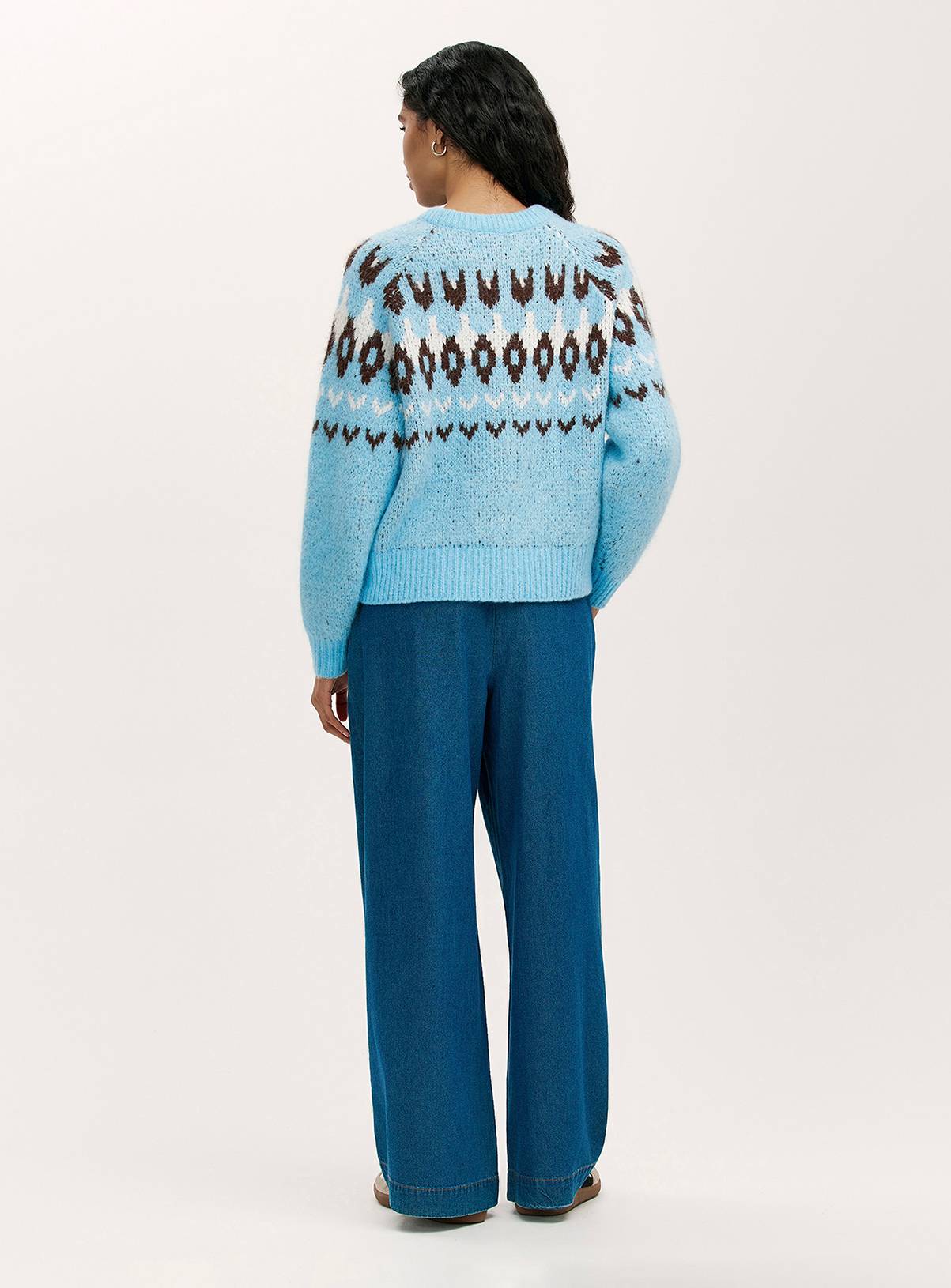 FINERY Belinda Fair Isle Round Neck Knitted Jumper With Wool 14 - Image 4