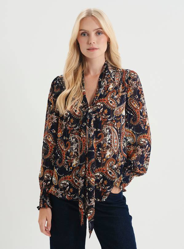 FINERY Mavis Satin Chiffon Pussybow Blouse 12