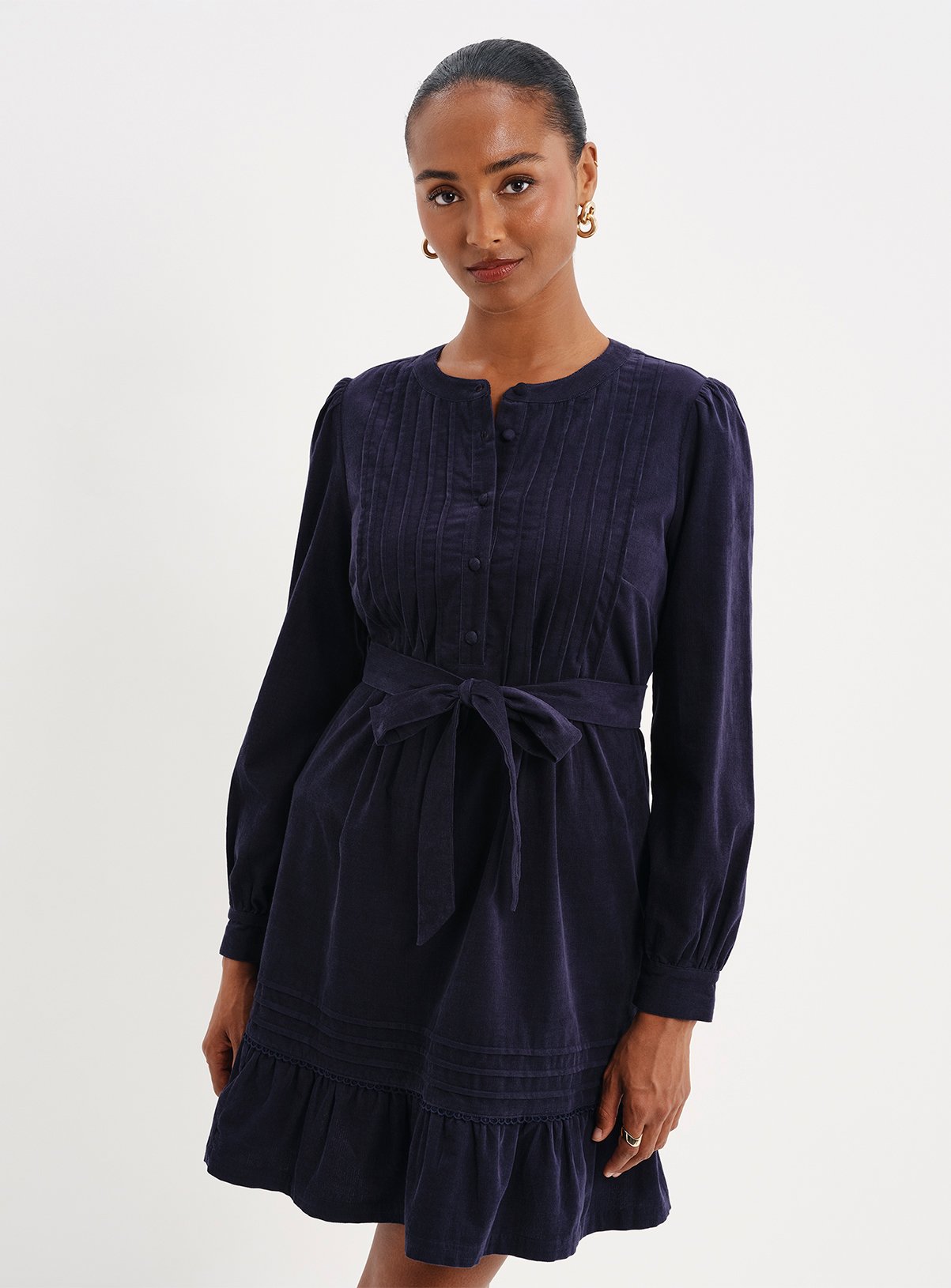 FINERY Marianne Corduroy Tie Waist Short Dress 8 - Image 3 thumbnail
