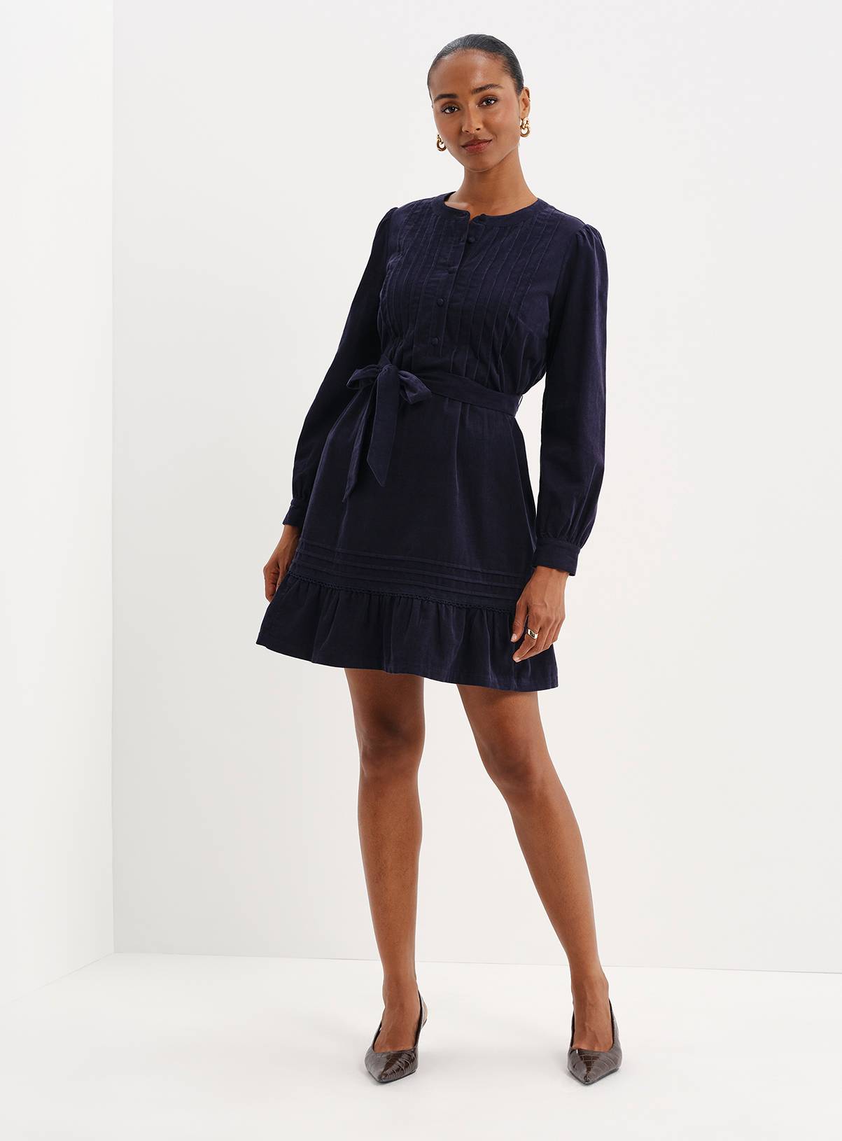 FINERY Marianne Corduroy Tie Waist Short Dress 8 - Image 6