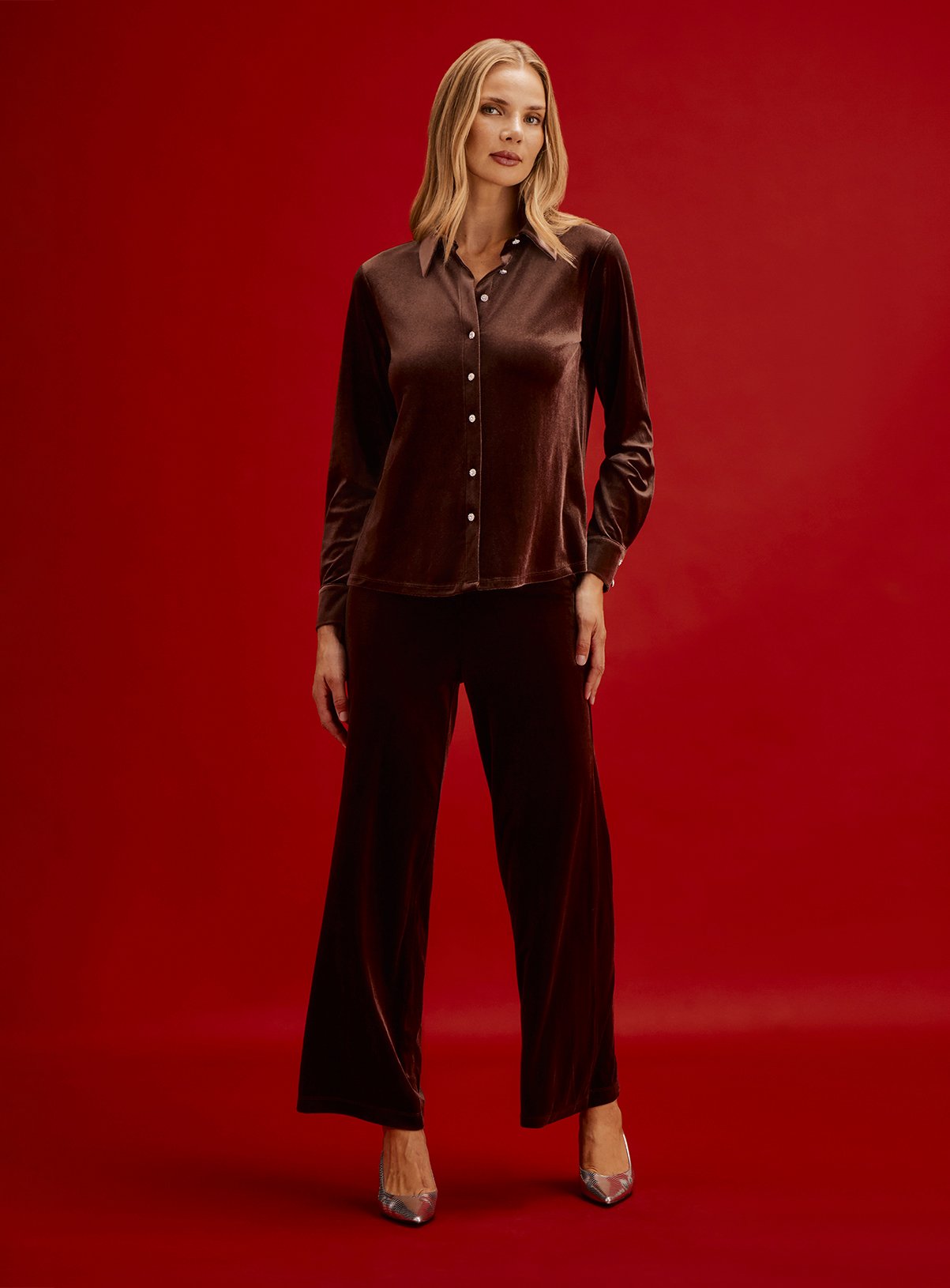 FINERY Kenzie Velvet Wide Leg Trousers 18R - Image 4 thumbnail