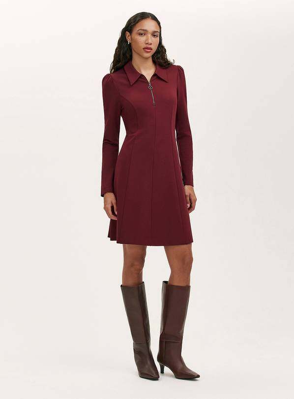 FINERY Lea Ponte Jersey Zip Front Short Dress 20
