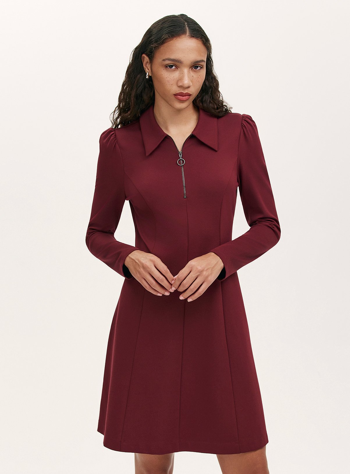 FINERY Lea Ponte Jersey Zip Front Short Dress 22 - Image 2 thumbnail