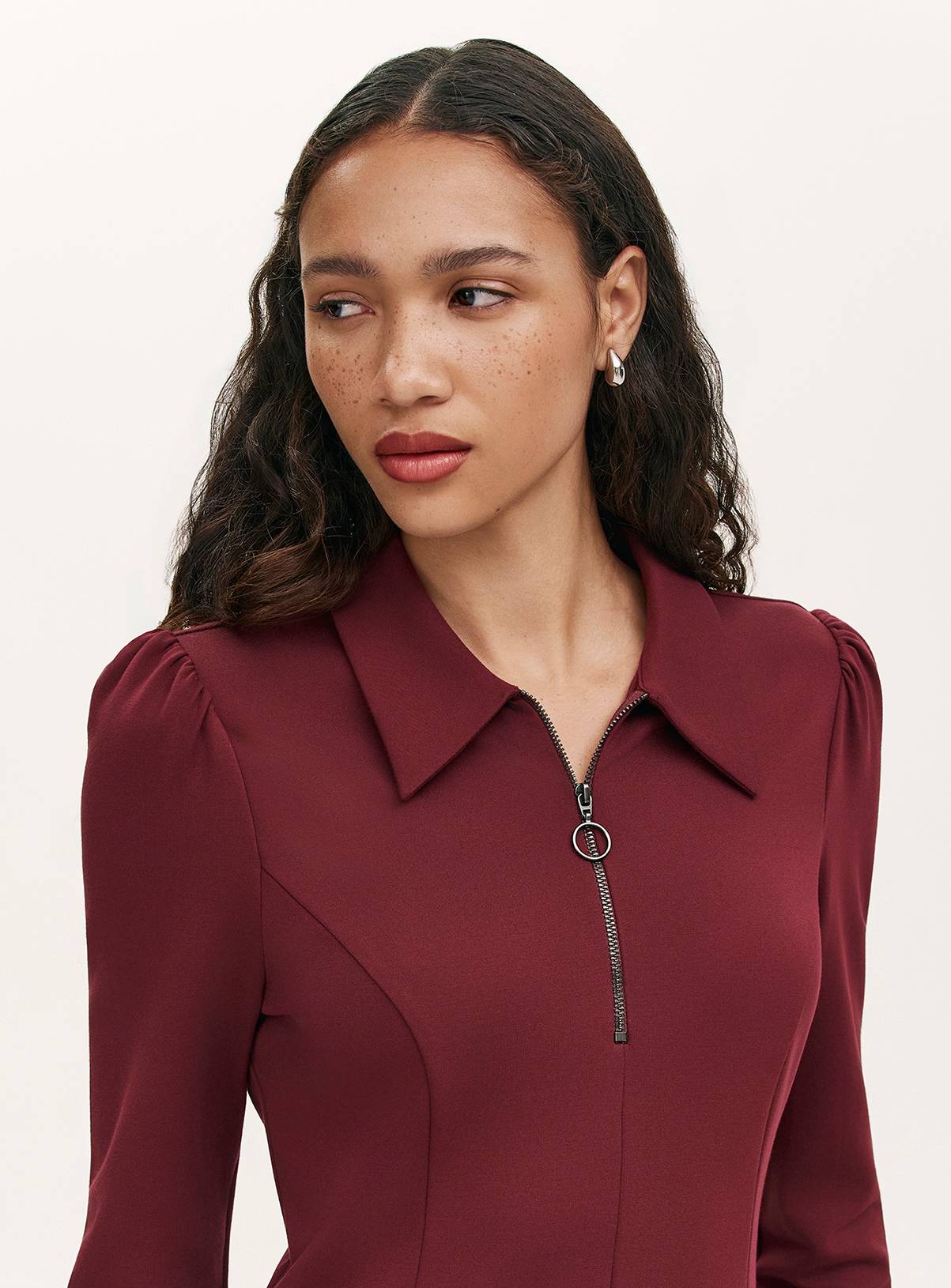 FINERY Lea Ponte Jersey Zip Front Short Dress 22 - Image 3