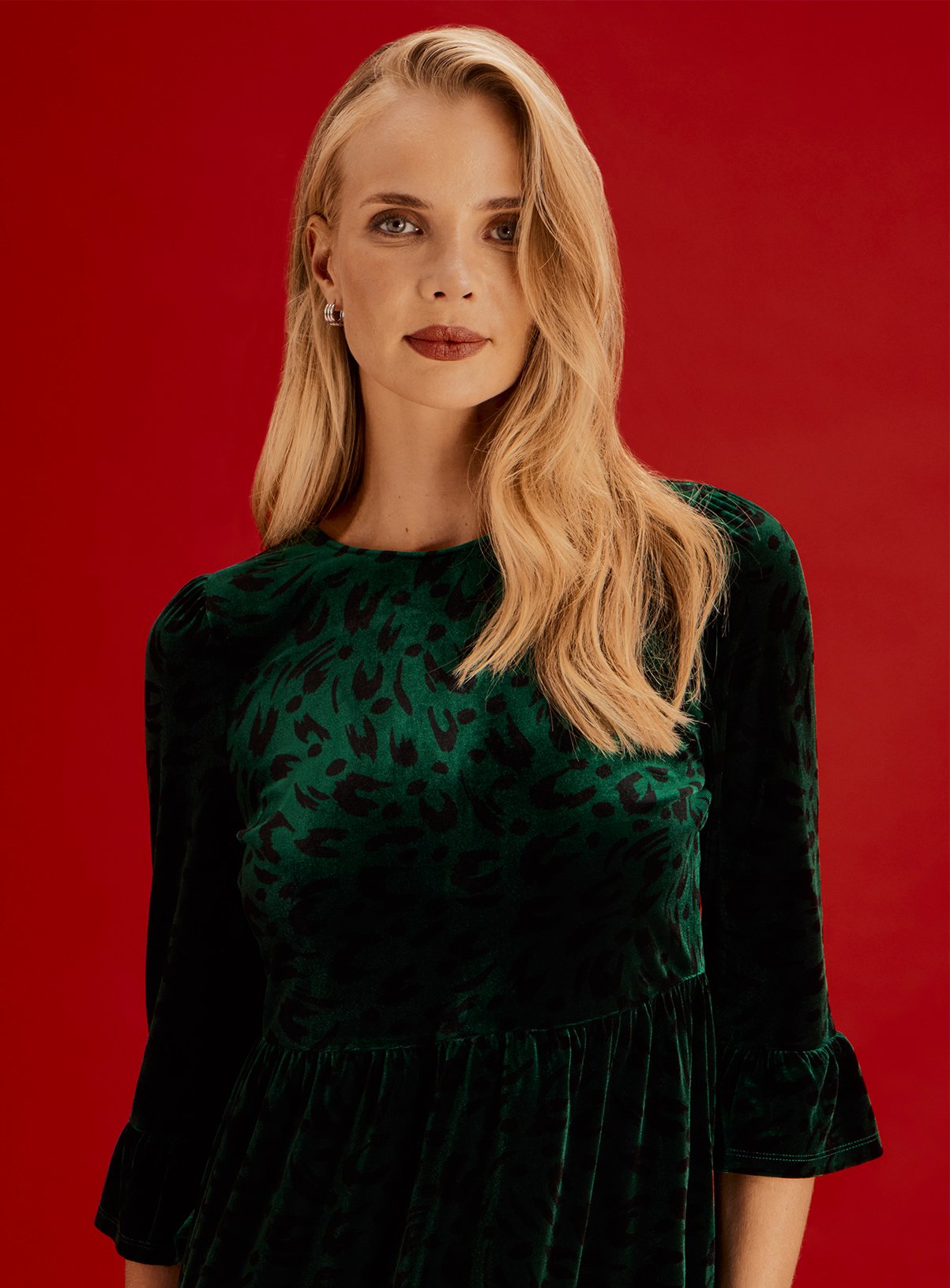 FINERY Camie Animal Print Velvet Short Dress 14 - Image 5 thumbnail
