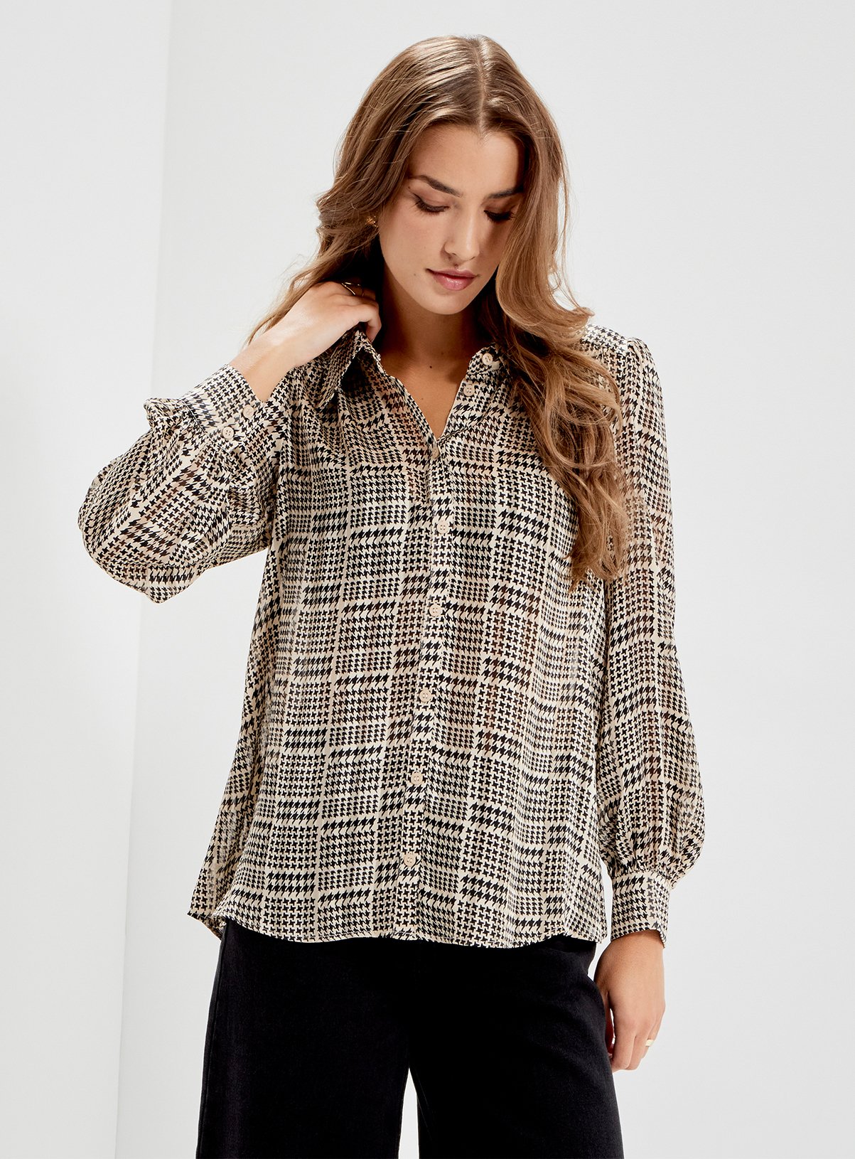 FINERY Melina Satin Chiffon Button Through Blouse 20 - Image 2 thumbnail