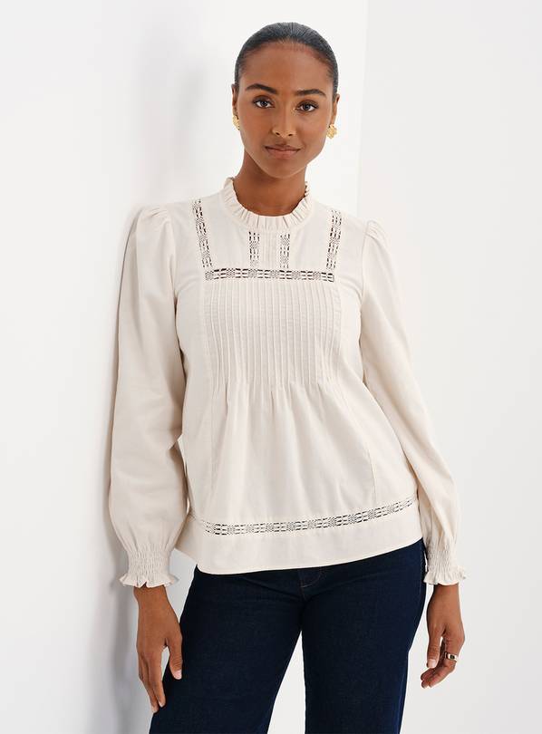 FINERY Alicia Corduroy Lace Detail Long Sleeve Top 16