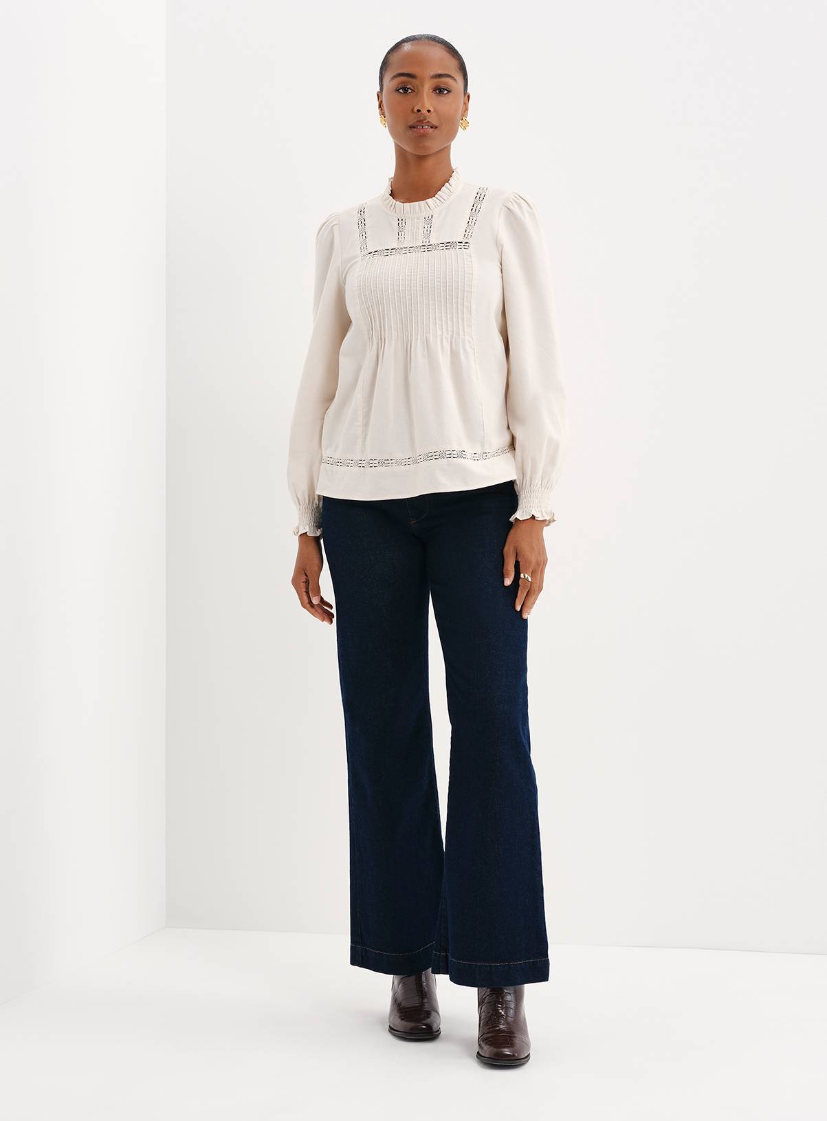 FINERY Alicia Corduroy Lace Detail Long Sleeve Top 18 - Image 5
