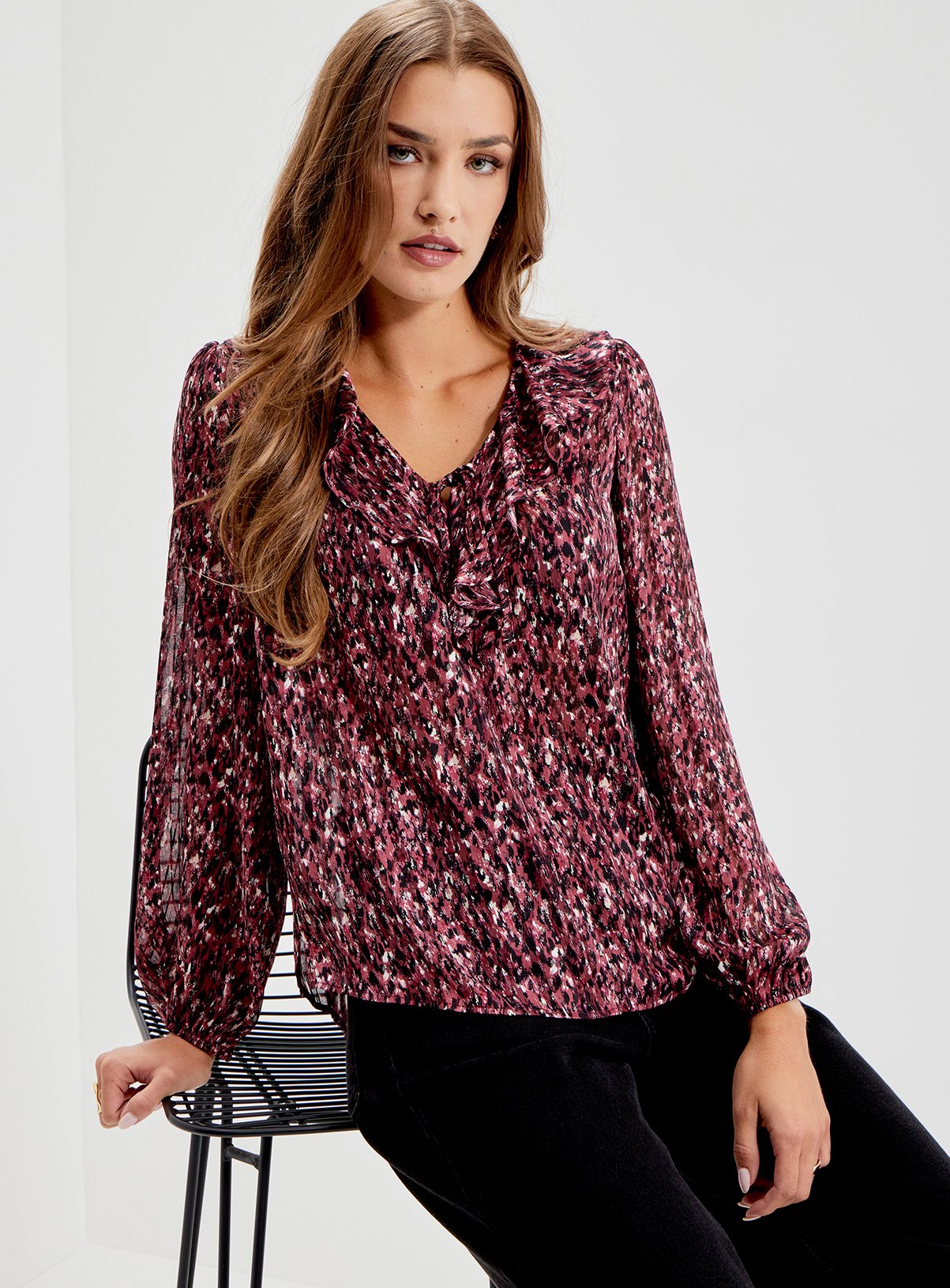 FINERY Trinity Satin Chiffon Ruffle Blouse 8 - Image 2 thumbnail