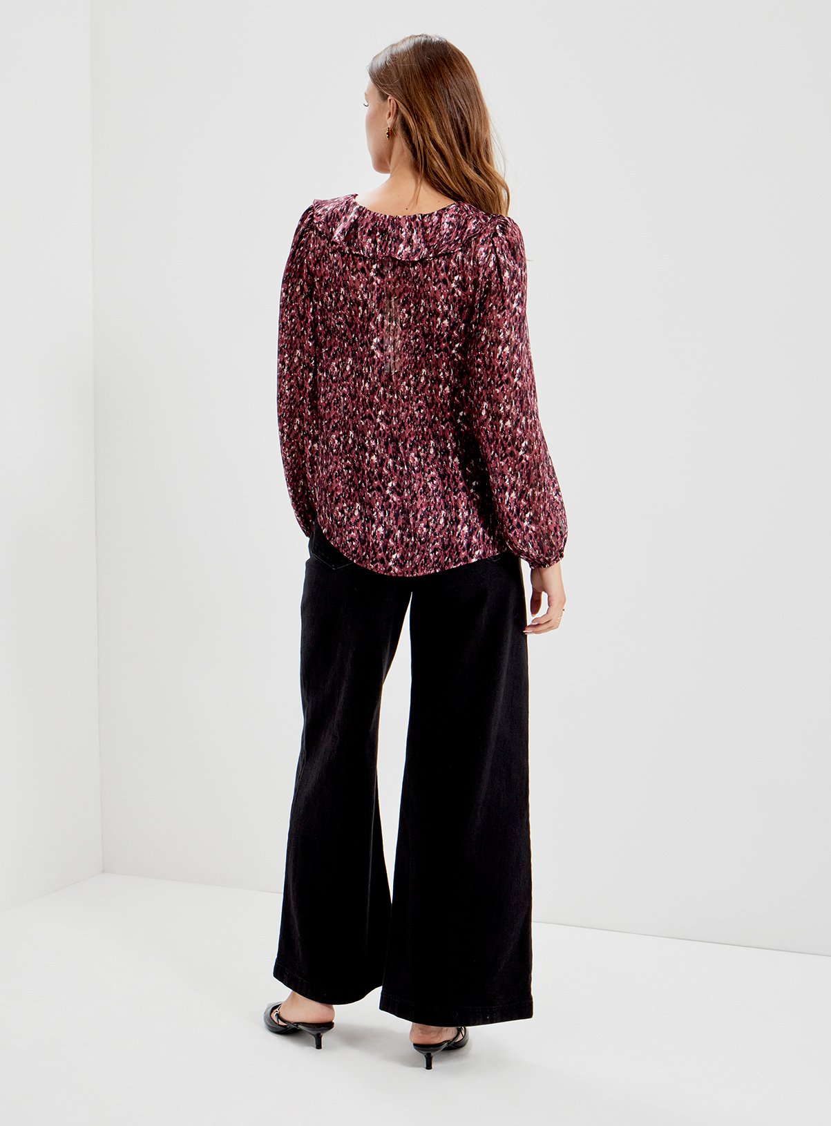 FINERY Trinity Satin Chiffon Ruffle Blouse 8 - Image 6 thumbnail