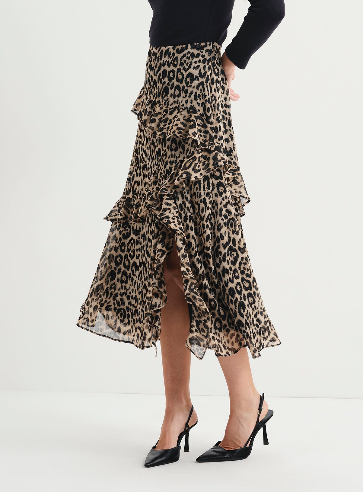 FINERY Kat Asymmetric Ruffle Midi Skirt 12 - Image 2 thumbnail