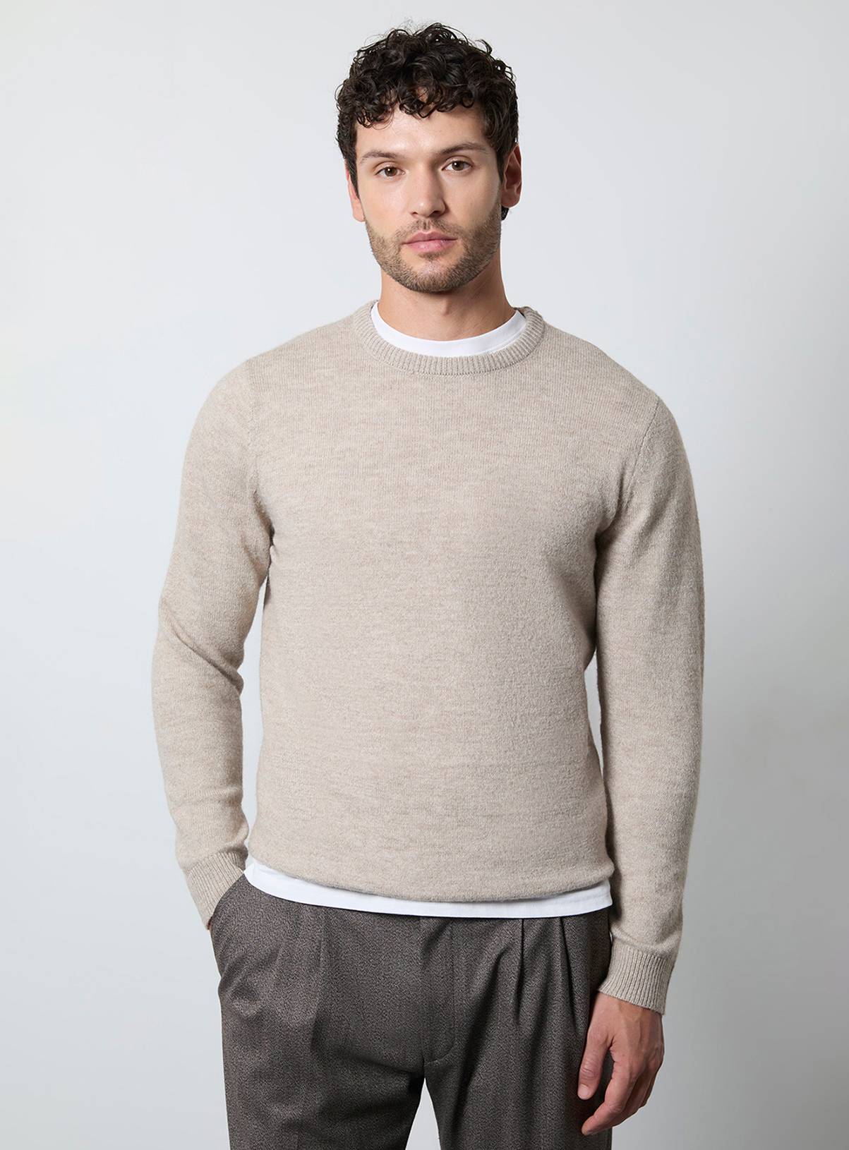 BURTON Oatmeal Soft Crew Neck Jumper L - Image 1