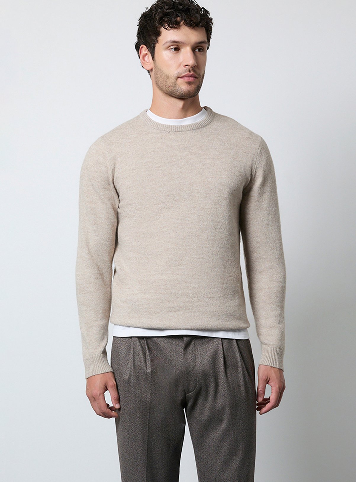 BURTON Oatmeal Soft Crew Neck Jumper L - Image 2 thumbnail