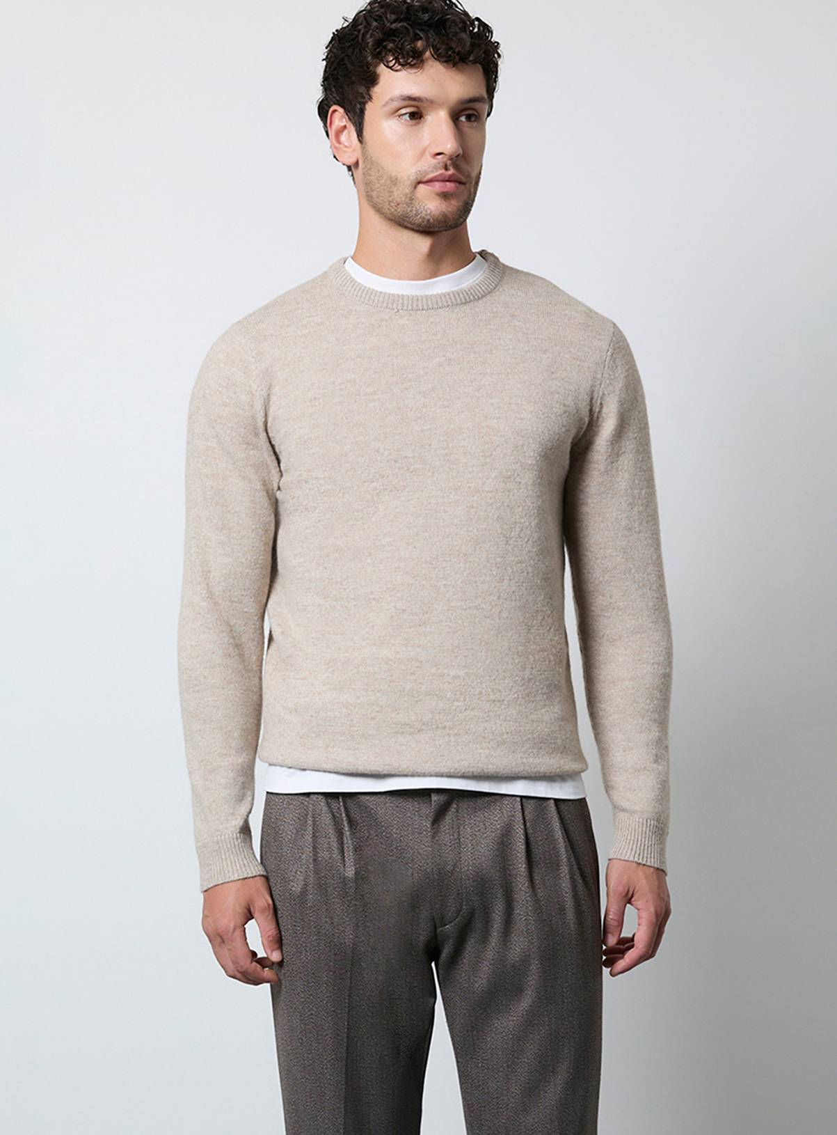 BURTON Oatmeal Soft Crew Neck Jumper L - Image 2