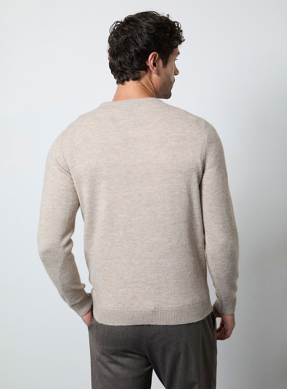 BURTON Oatmeal Soft Crew Neck Jumper L - Image 3 thumbnail
