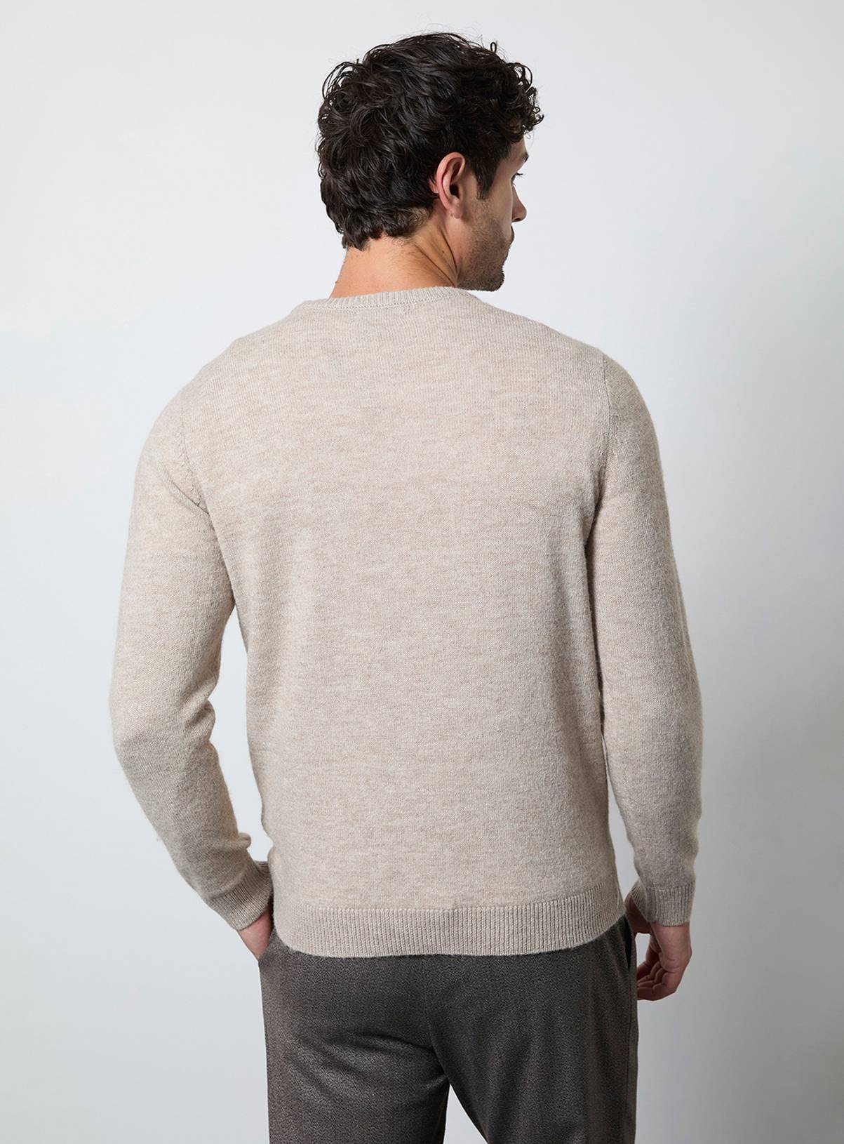 BURTON Oatmeal Soft Crew Neck Jumper L - Image 3