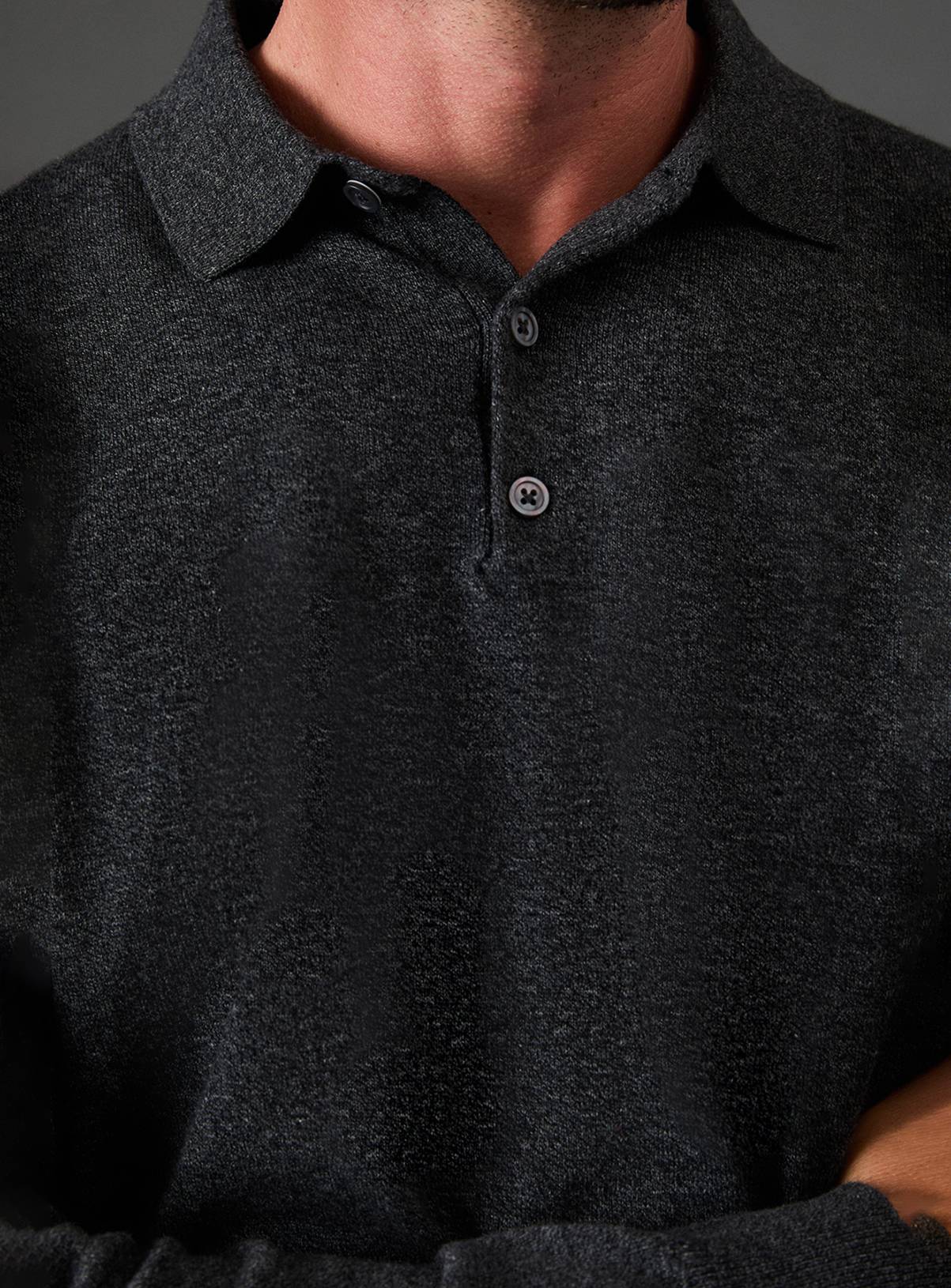 BURTON Charcoal Cotton Rich Long Sleeve Knitted Polo L - Image 5