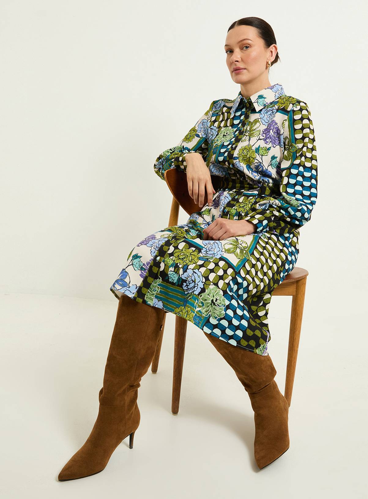 WALLIS Mixed Floral Relaxed Shirt Dress 20 - Image 1
