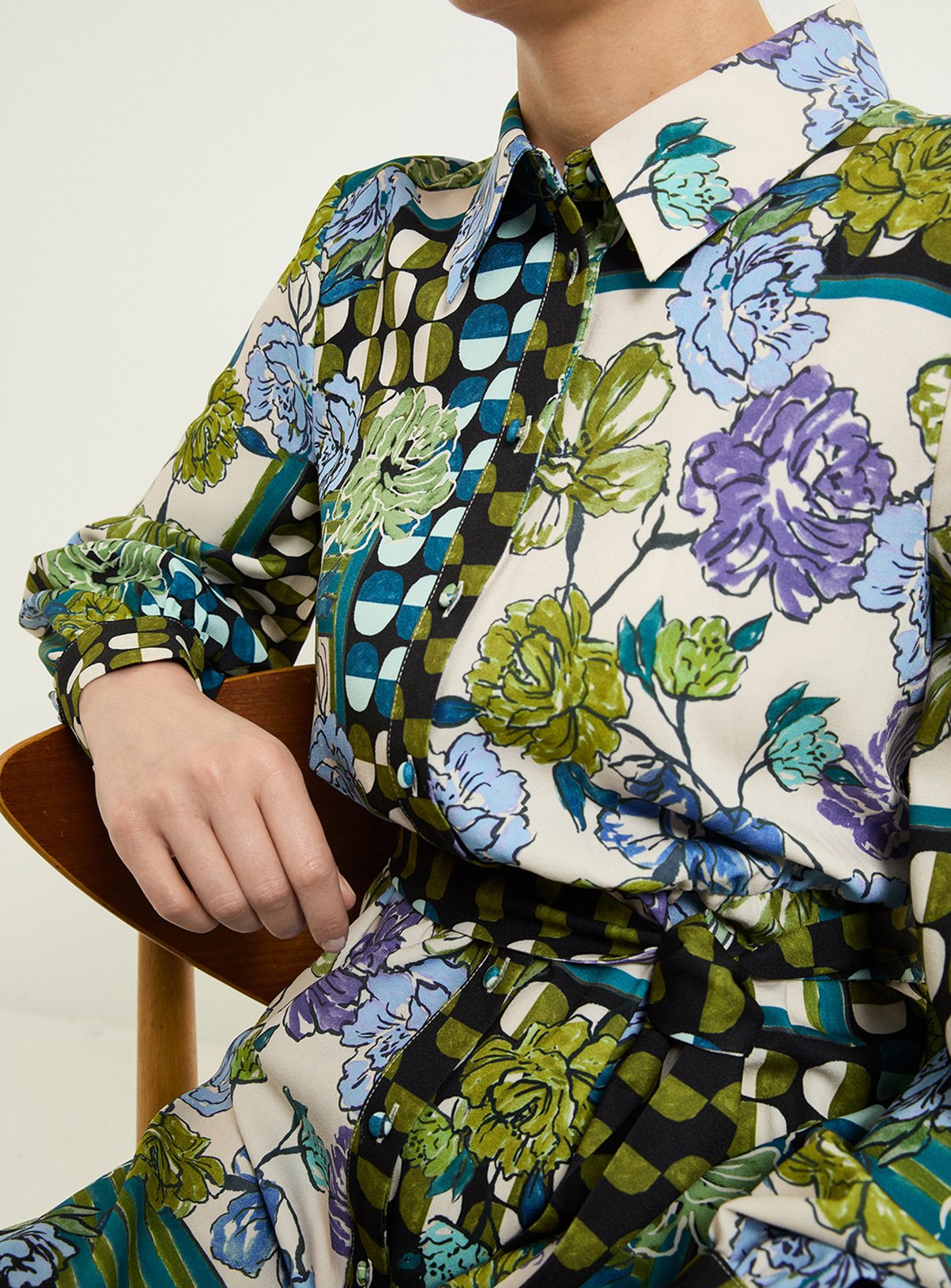 WALLIS Mixed Floral Relaxed Shirt Dress 20 - Image 5 thumbnail