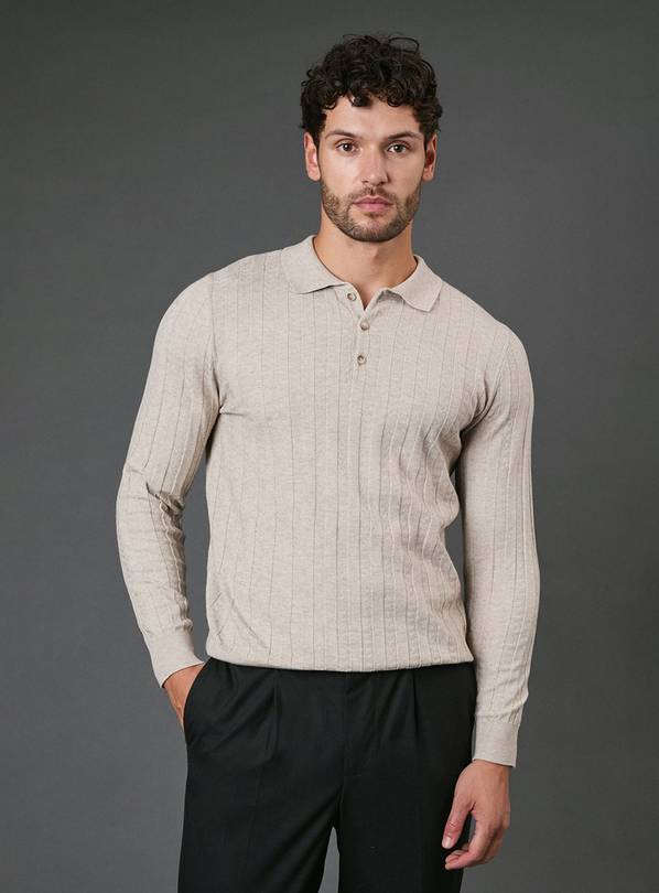 BURTON Oatmeal Long Sleeve Polo Shirt XXL