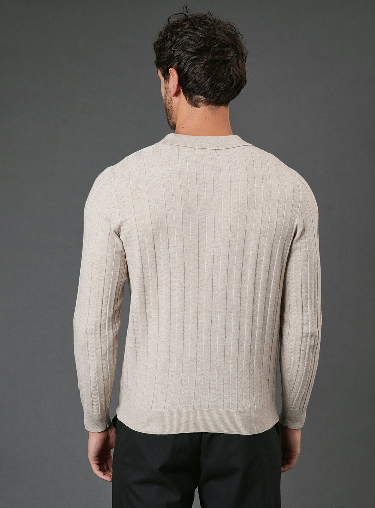BURTON Oatmeal Long Sleeve Polo Shirt S - Image 3 thumbnail