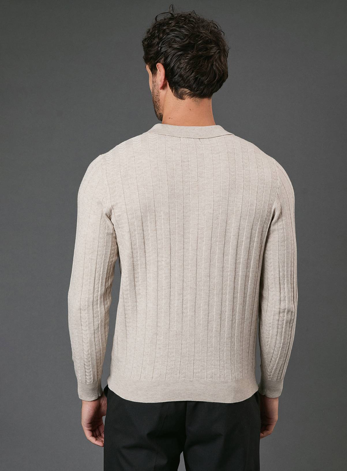 BURTON Oatmeal Long Sleeve Polo Shirt S - Image 3