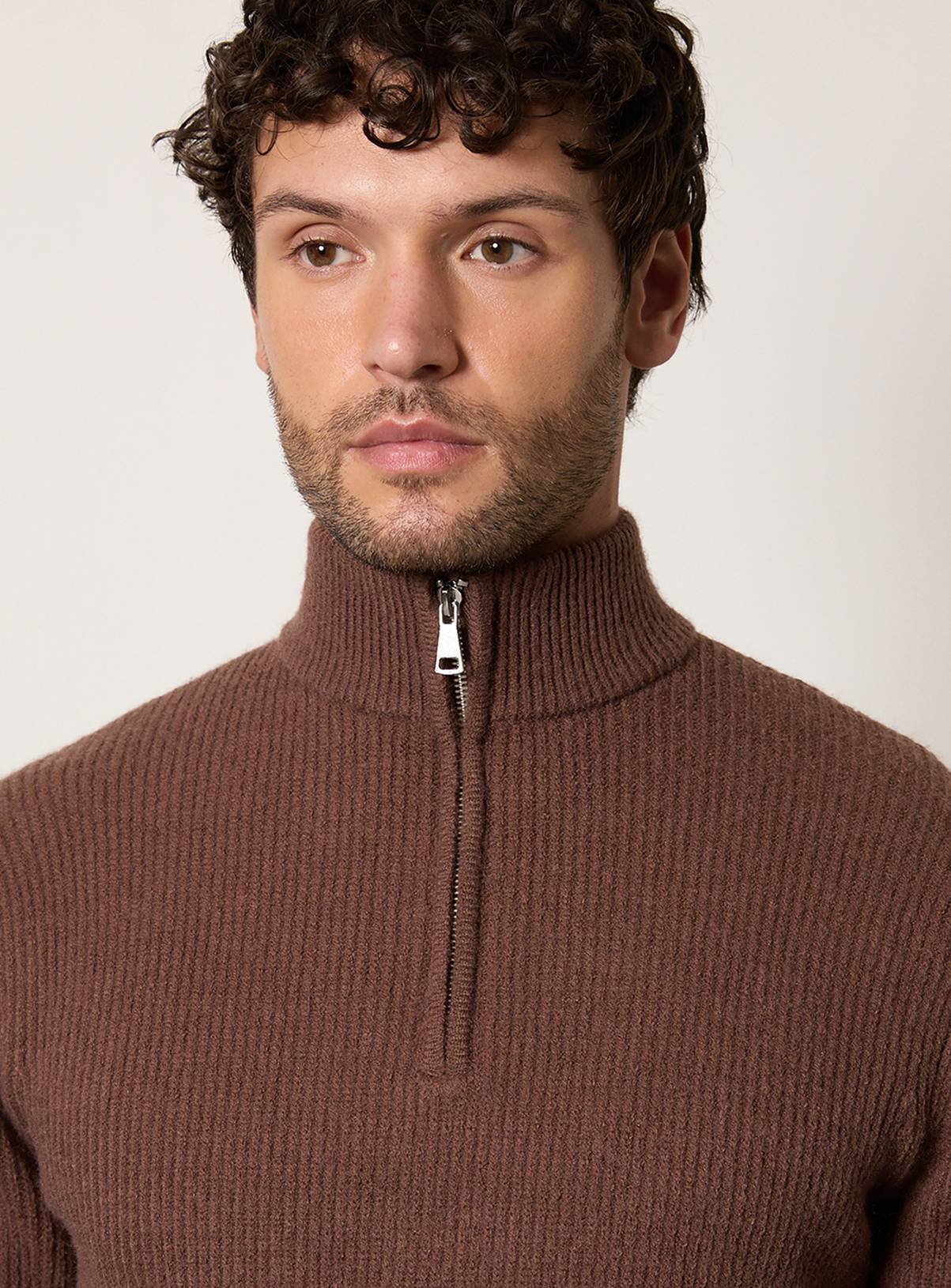 BURTON Brown Soft Ribbed Half Zip Jumper XL - Image 2