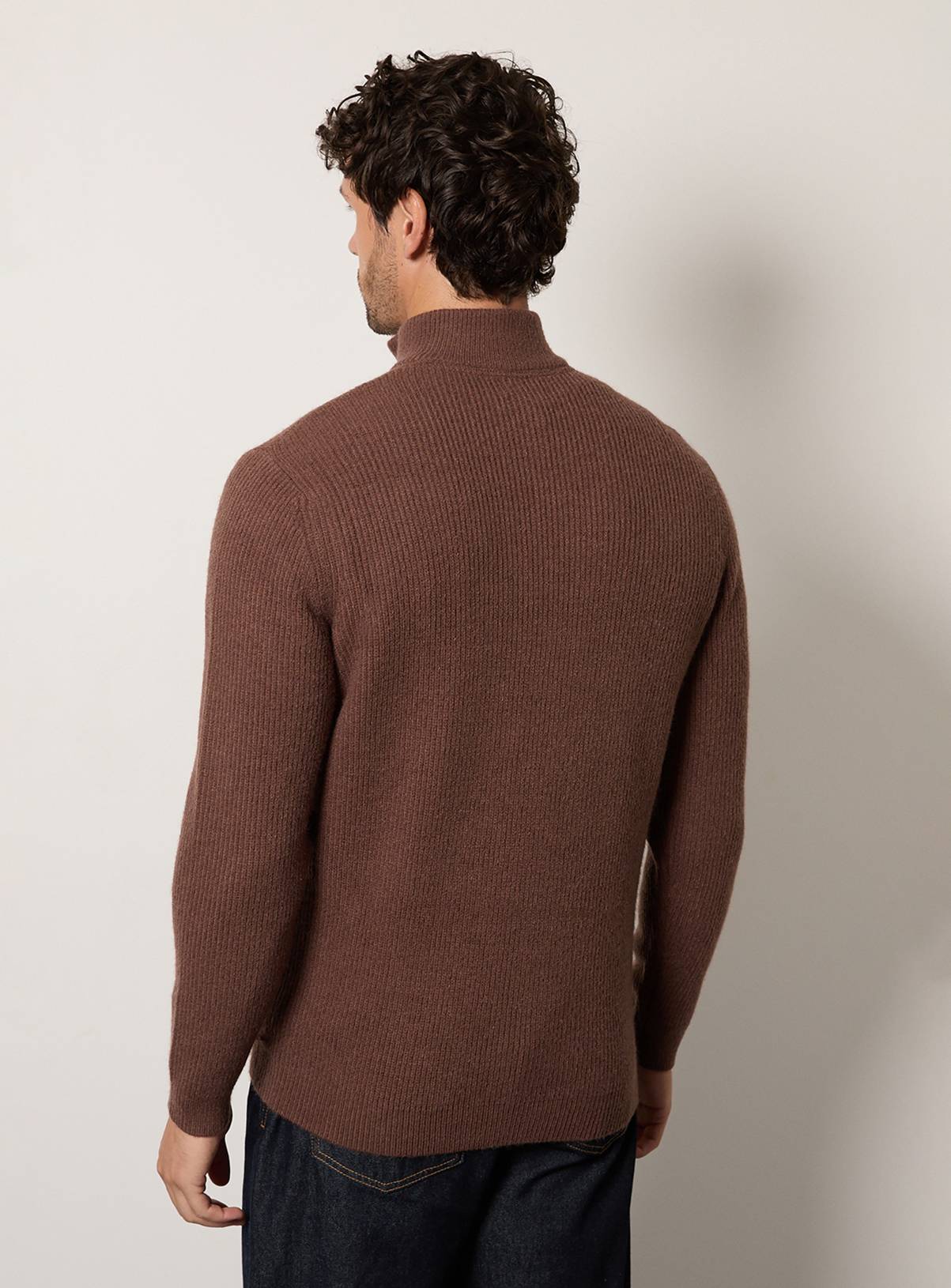 BURTON Brown Soft Ribbed Half Zip Jumper XL - Image 3