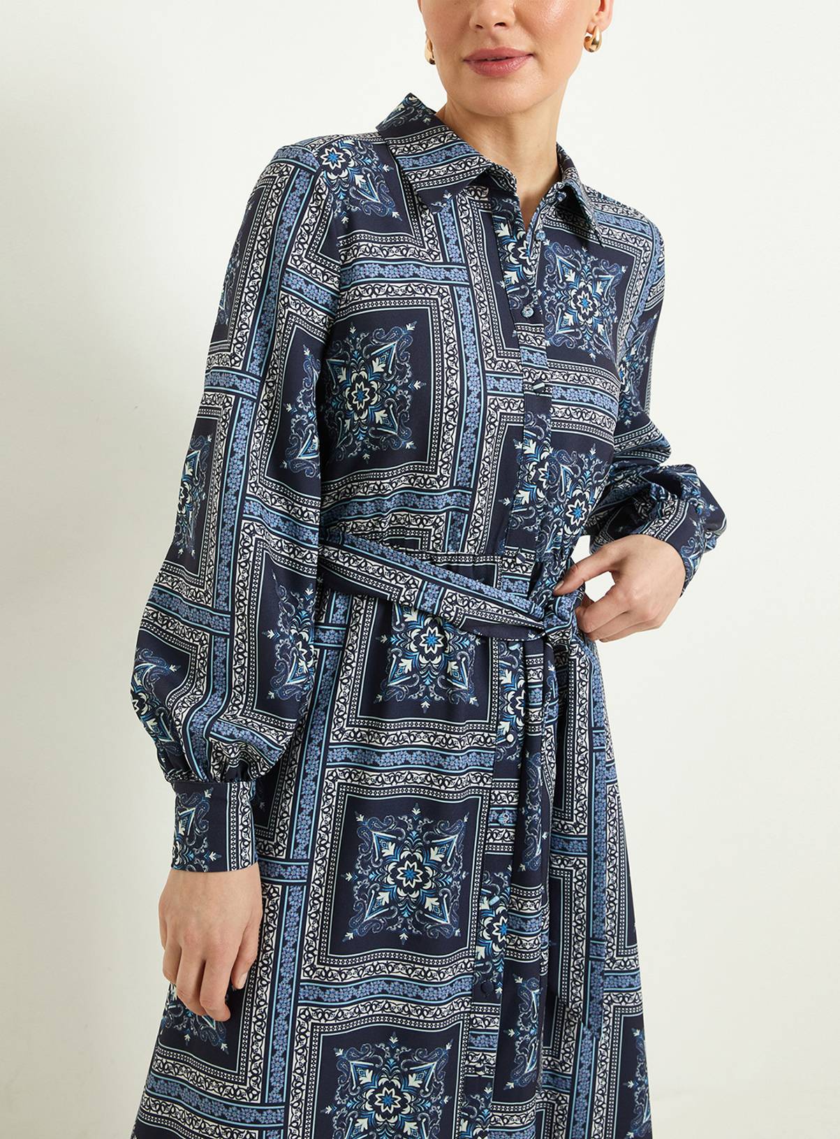 WALLIS Scarf Print Relaced Shirt Dress 10 - Image 3