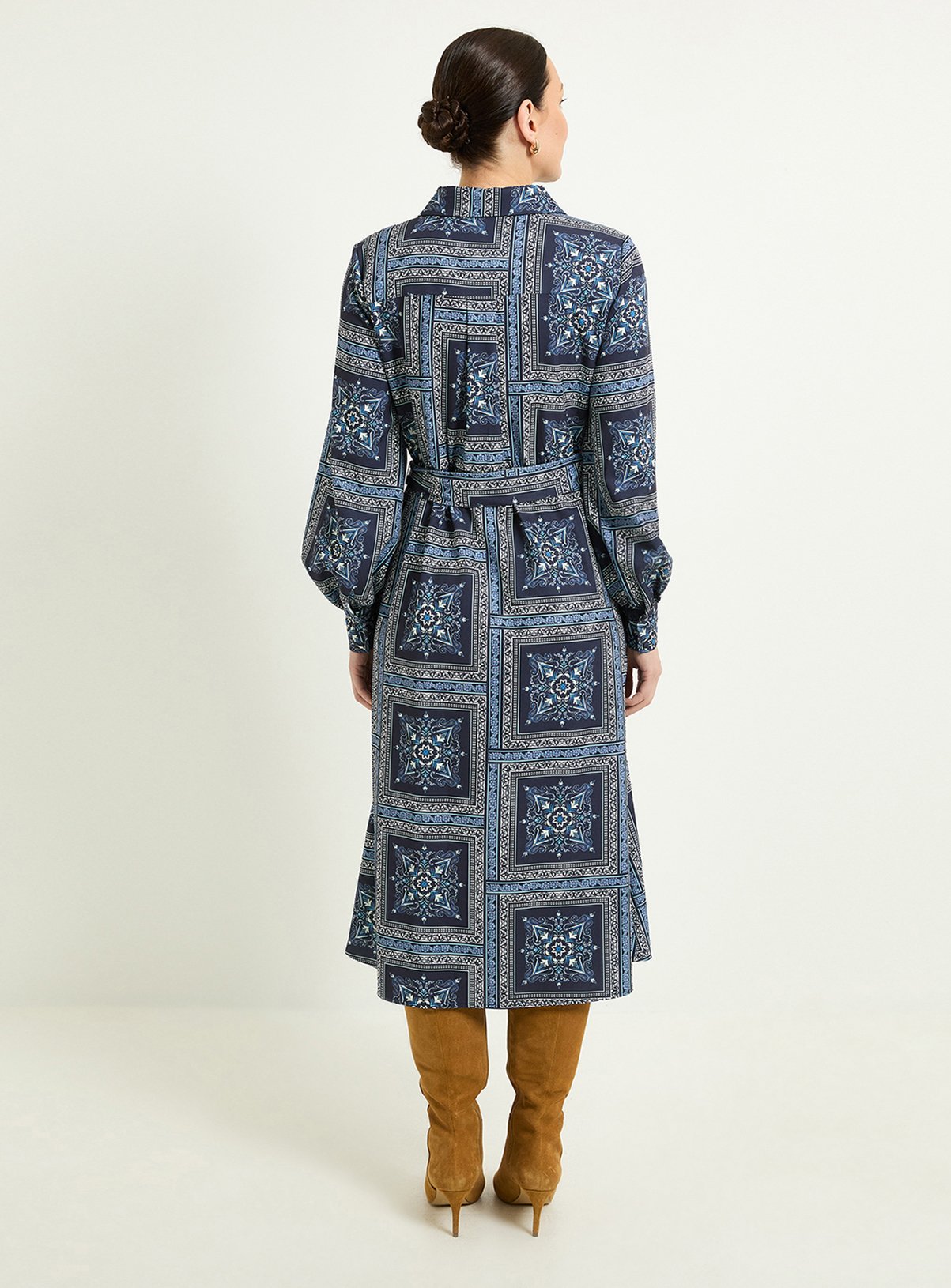 WALLIS Scarf Print Relaced Shirt Dress 10 - Image 5 thumbnail