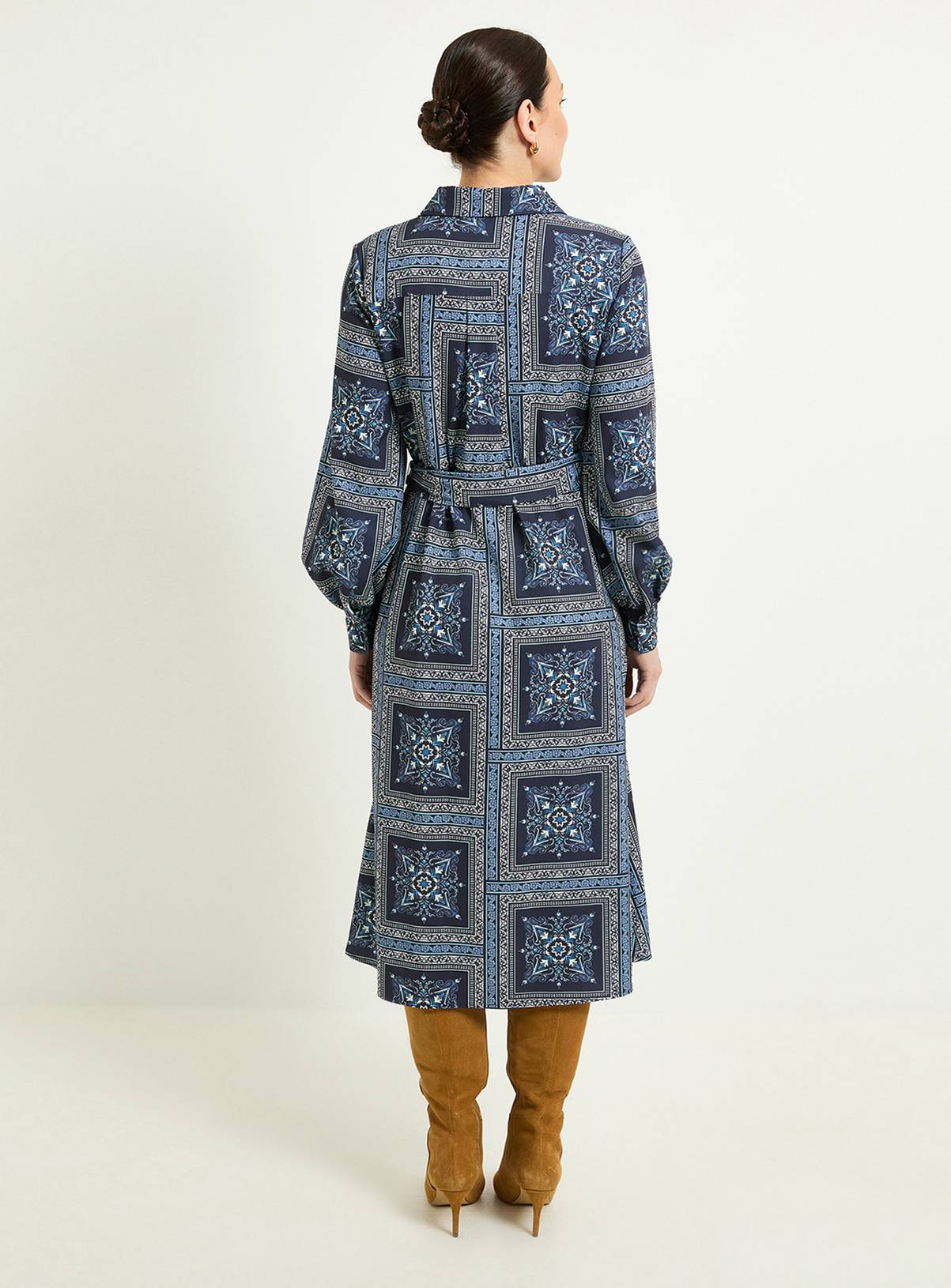 WALLIS Scarf Print Relaced Shirt Dress 10 - Image 5