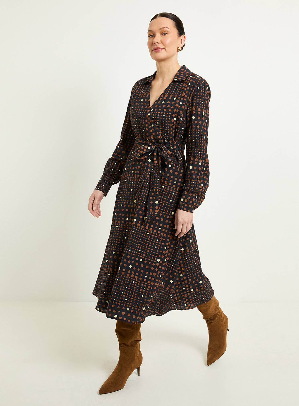WALLIS Spot Wrap Midi Dress 10 - Image 1