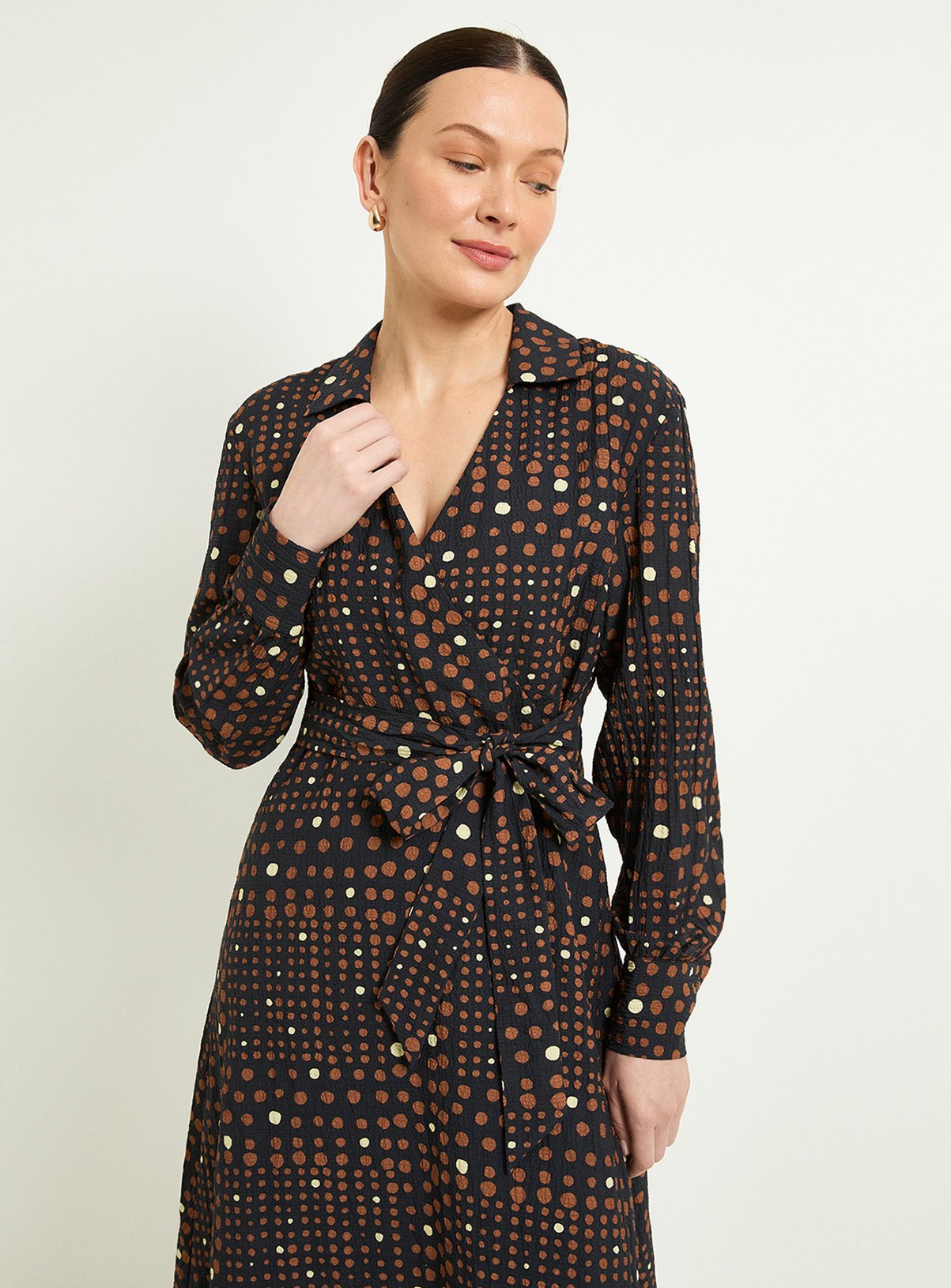 WALLIS Spot Wrap Midi Dress 10 - Image 2 thumbnail