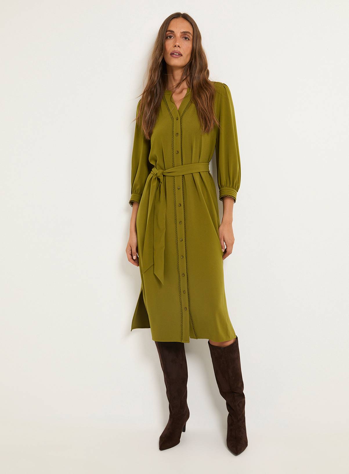 WALLIS Button Through Belted Shirt Dress 10 - Image 1